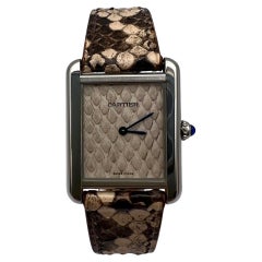 Cartier Tank Solo 24mm x 31mm Python-Muster Zifferblatt & Armband Stahl Uhr W5200020
