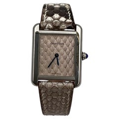 Cartier Tank Solo 24mm x 31mm Python-Muster Zifferblatt + Armband Stahl Uhr W5200020