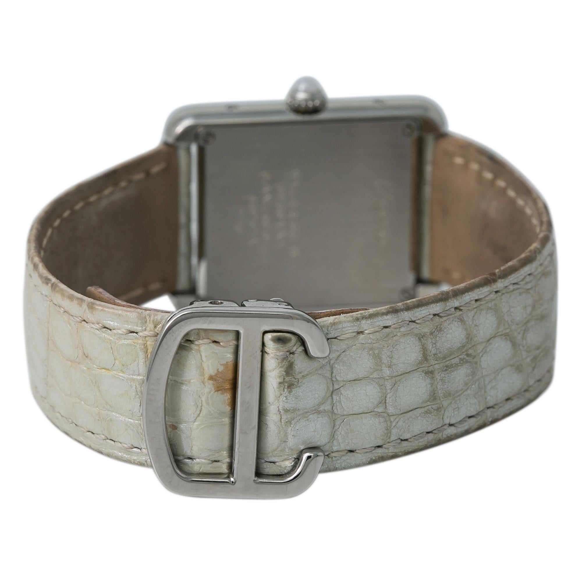 Cartier Tank Solo 2716 Women's Quartz Watch Stainless Steel Silver Dial 24MM
