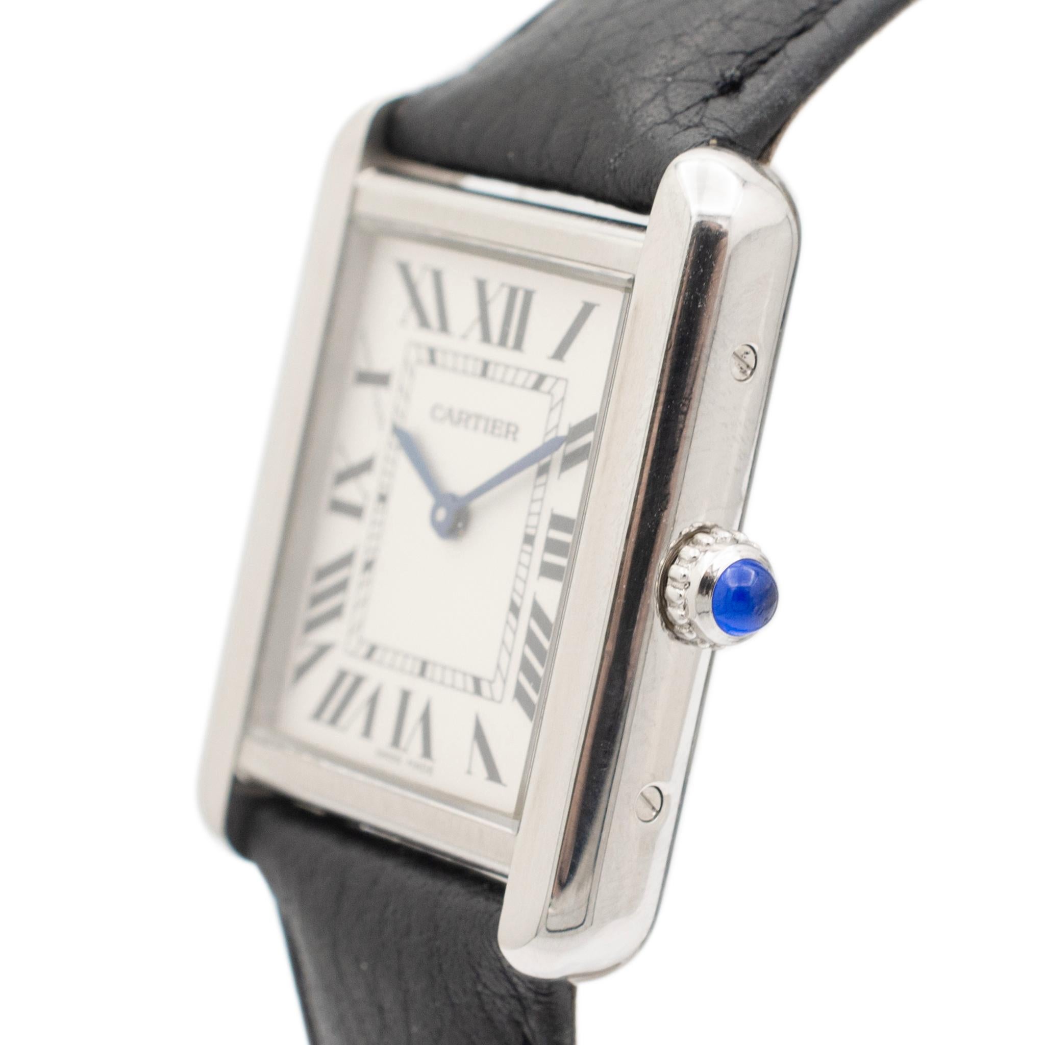 Cartier Tank Solo 3170 24MM X 31MM Stainless Steel Quartz Ladies Watch In Excellent Condition In Houston, TX