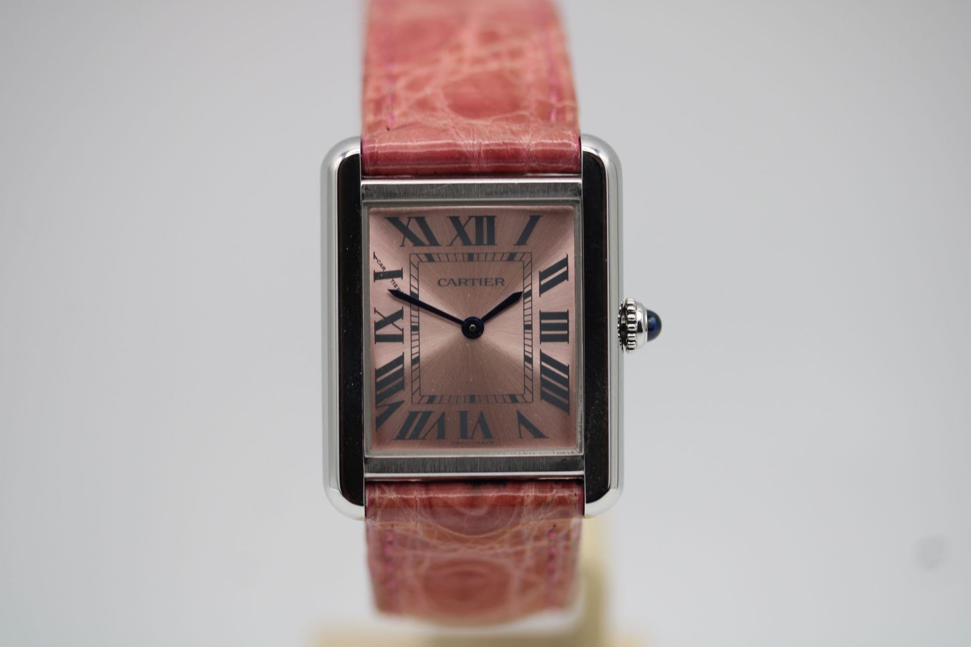 What an elegant and classy timepiece. Definitely one that you cannot see too many of around. This Cartier Tank Solo arrives with us as a complete full set with box, wallet and both manuals, one of which is the warranty being dated November 2016.