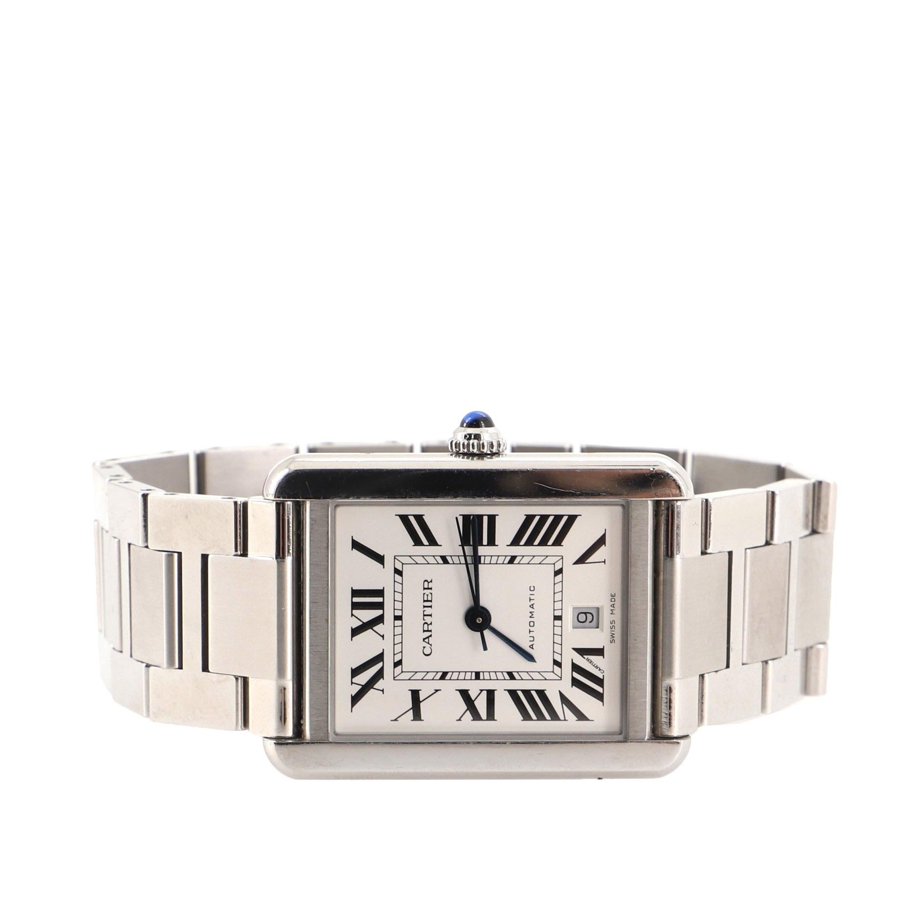Cartier Tank Solo Automatic Watch Stainless Steel 31 In Good Condition In New York, NY