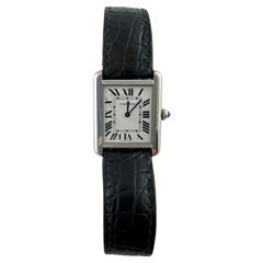Cartier Tank Solo Ladies Watch 3170 Quartz Stainless Steel Black Leather Band