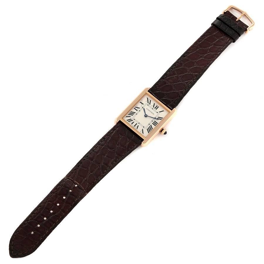 Cartier Tank Solo Large Rose Gold Steel Brown Strap Mens Watch W5200025 1