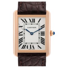 Cartier Tank Solo Large Rose Gold Steel Brown Strap Mens Watch W5200025