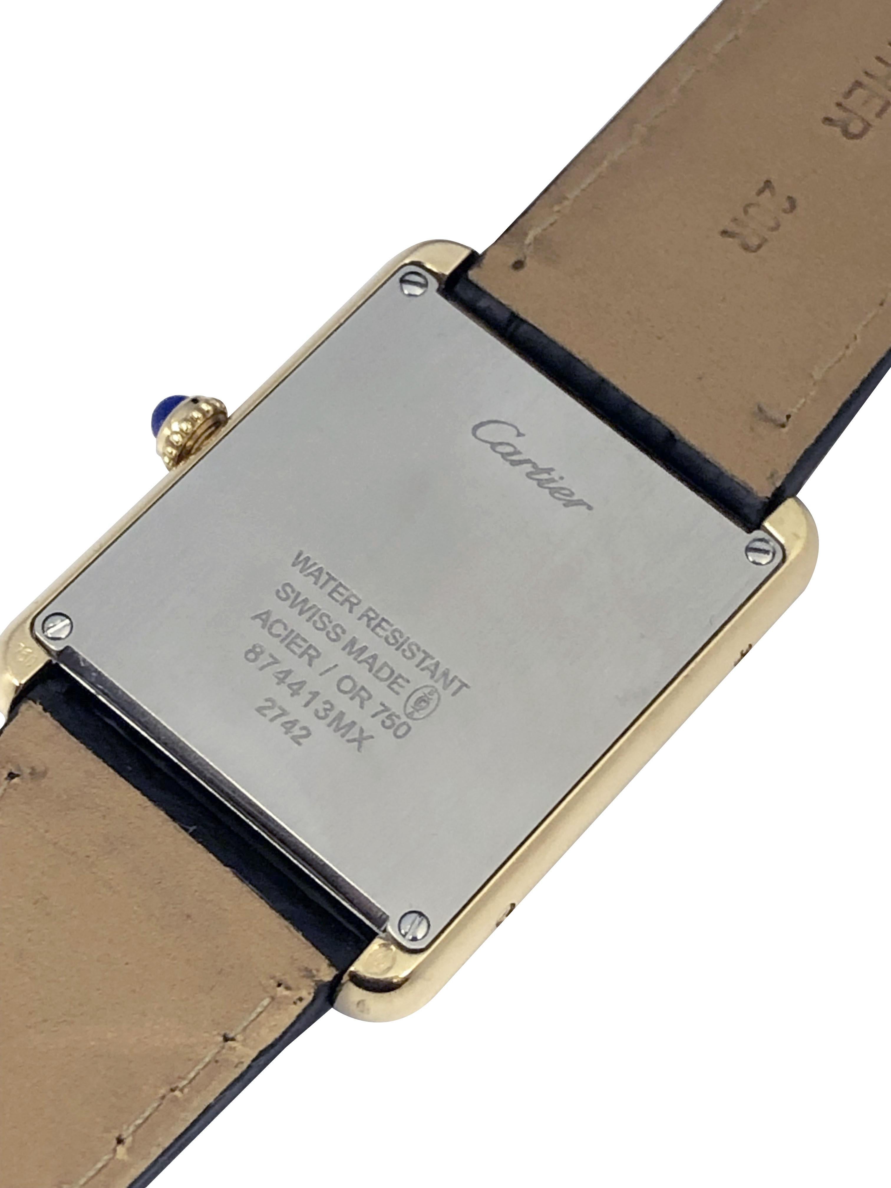 Cartier Tank Solo Large Yellow Gold and Steel Quartz Wrist Watch In Excellent Condition For Sale In Chicago, IL
