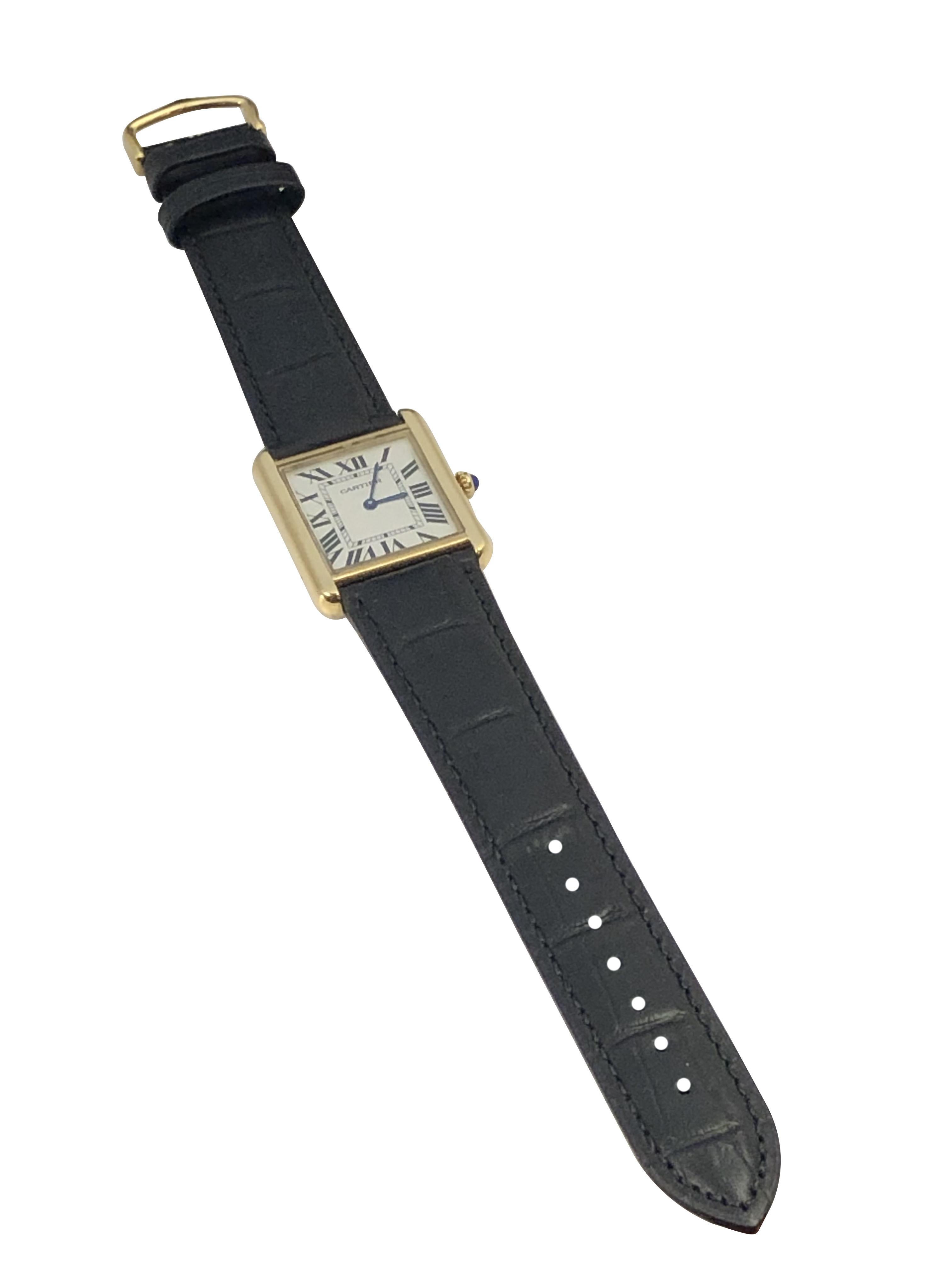 Cartier Tank Solo Large Yellow Gold and Steel Quartz Wrist Watch For Sale 2