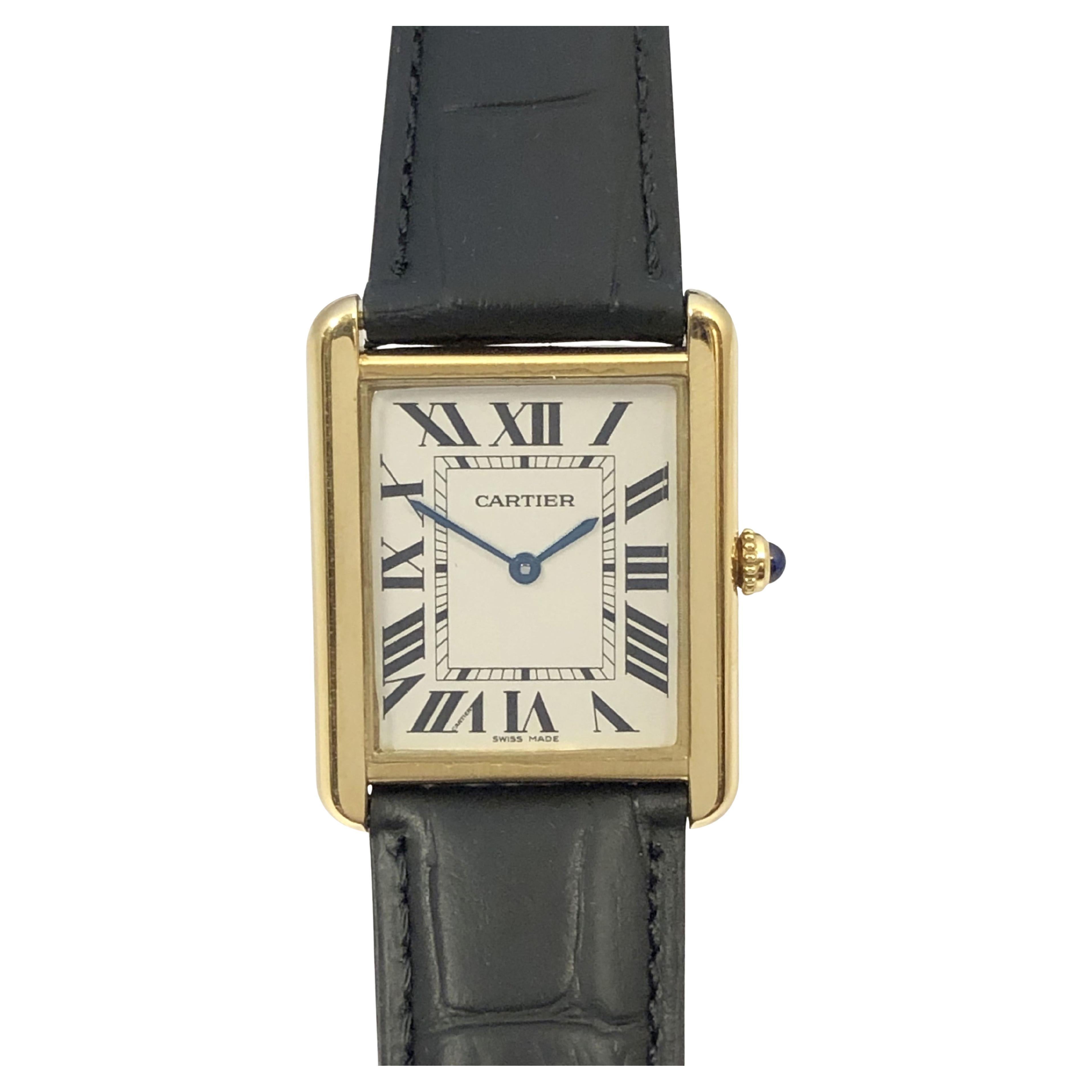 Orologio da polso Cartier Tank Solo Large in oro giallo e acciaio al quarzo