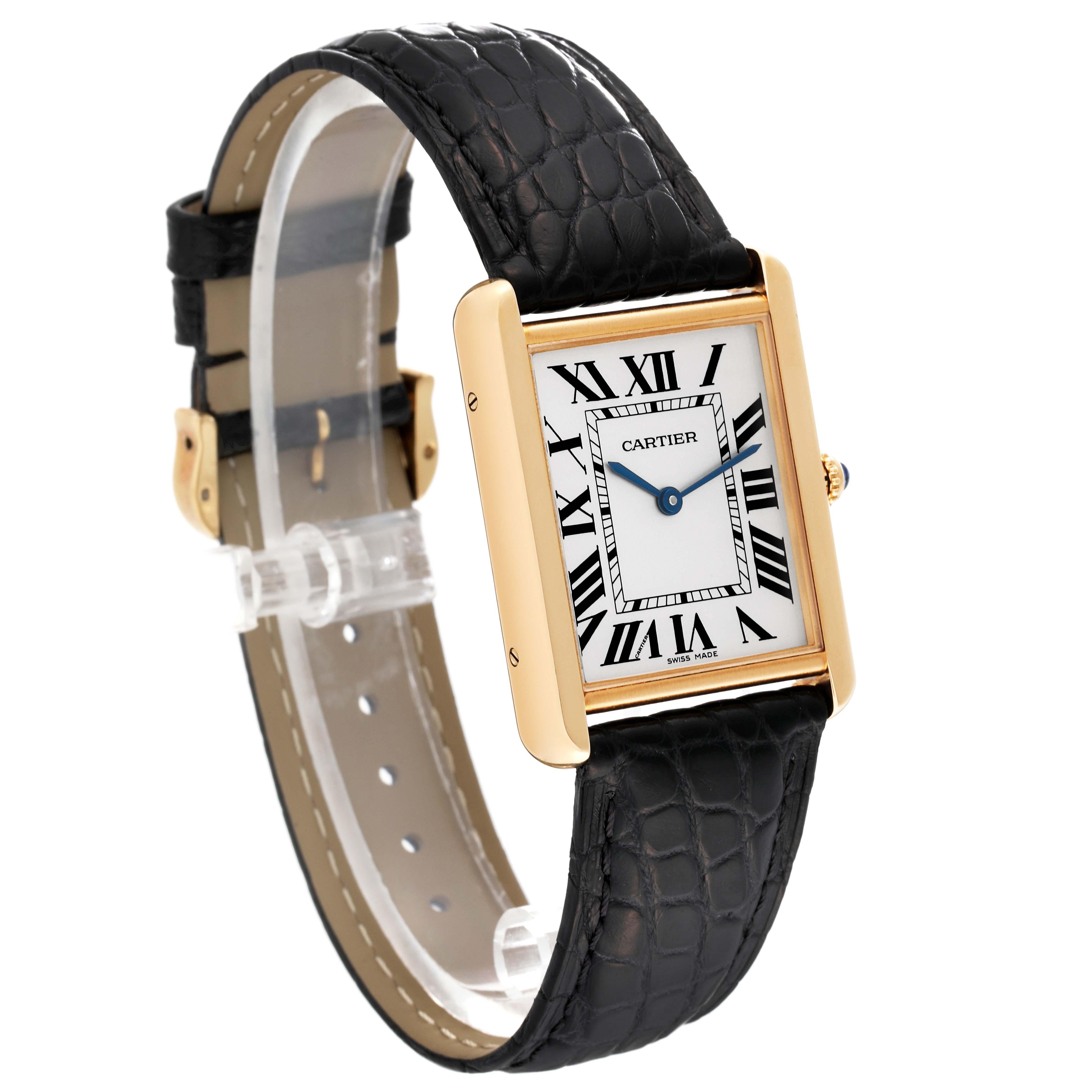 Cartier Tank Solo Large Yellow Gold Steel Mens Watch W5200004 Card In Excellent Condition In Atlanta, GA