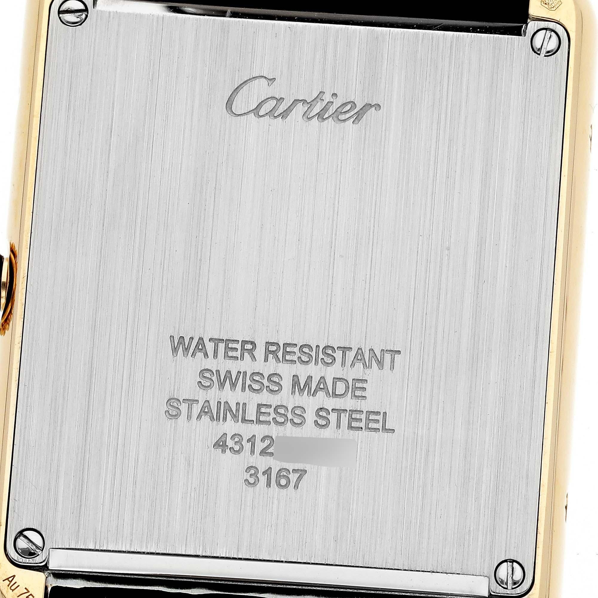 Men's Cartier Tank Solo Large Yellow Gold Steel Mens Watch W5200004 Card For Sale