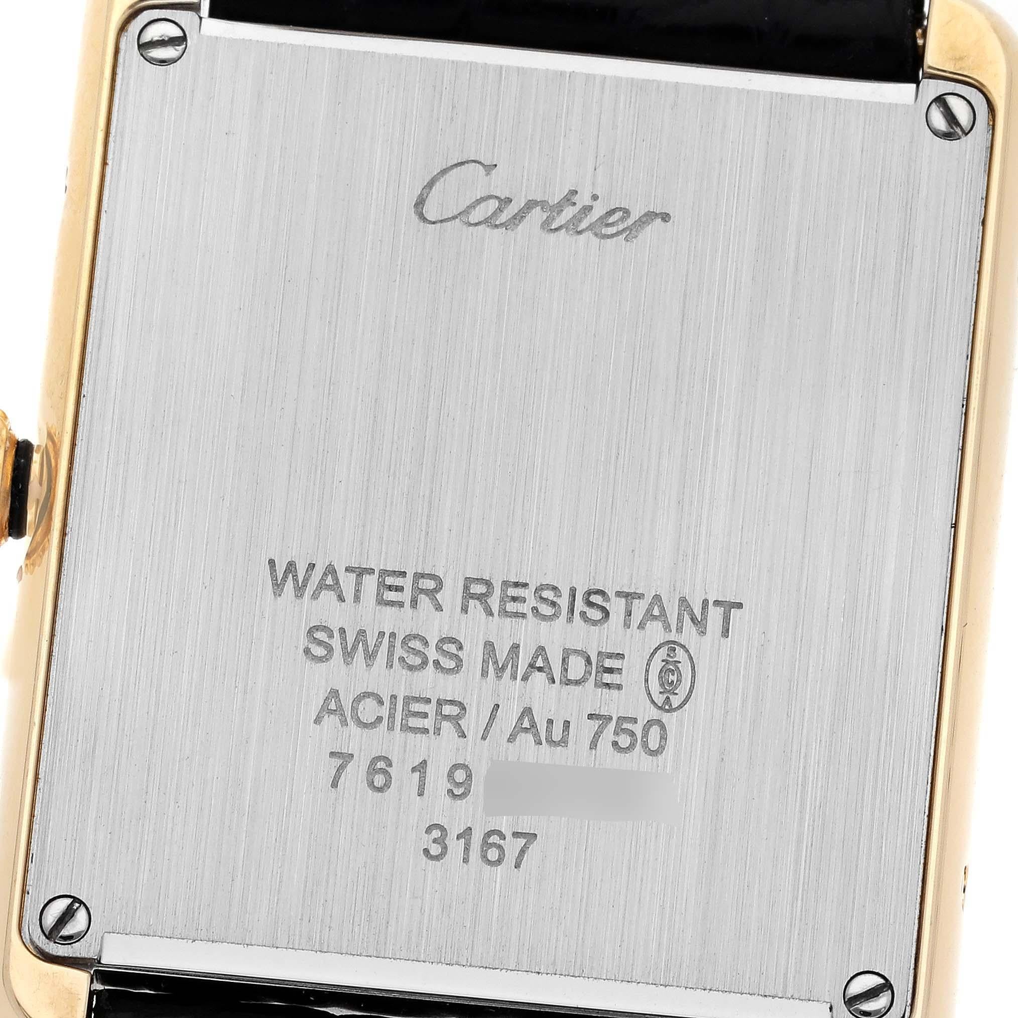Men's Cartier Tank Solo Large Yellow Gold Steel Mens Watch W5200004 Card