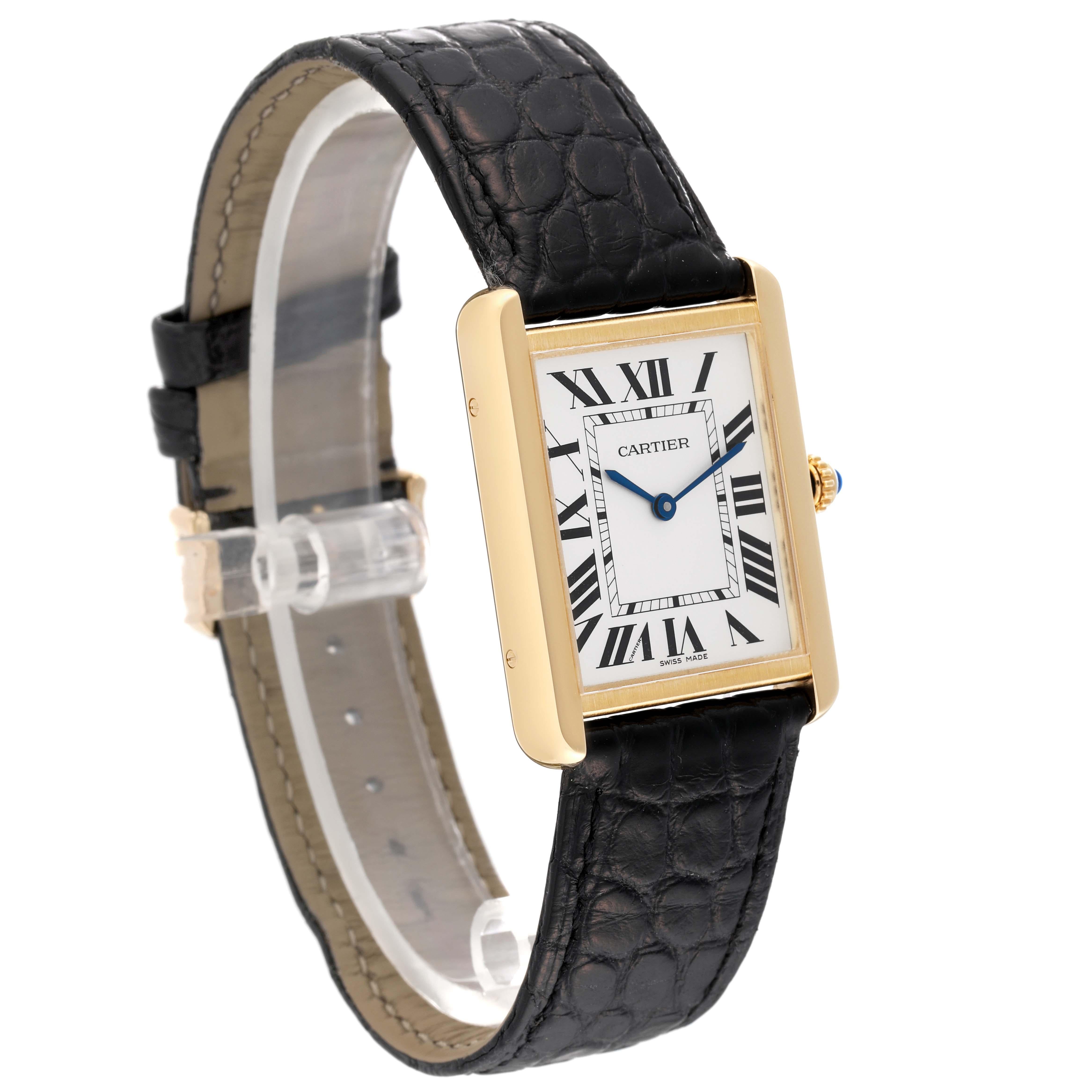 Cartier Tank Solo Large Yellow Gold Steel Mens Watch W5200004 Card For Sale 1