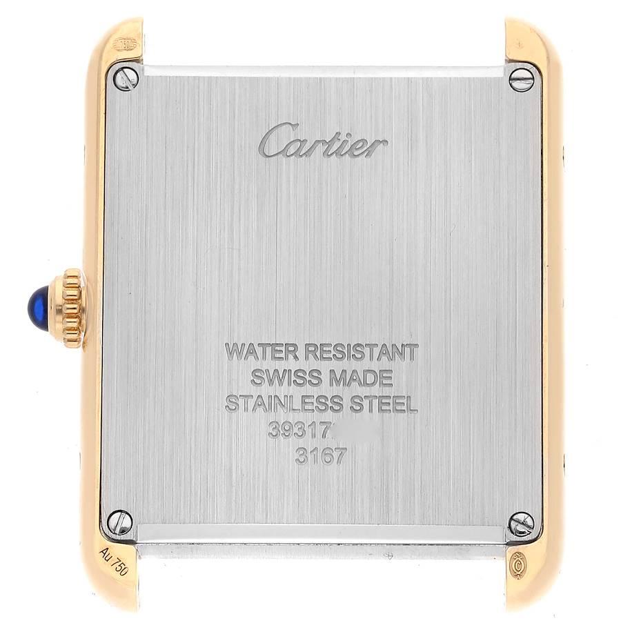 Cartier Tank Solo Large Yellow Gold Steel Mens Watch W5200004 Card In Excellent Condition In Atlanta, GA
