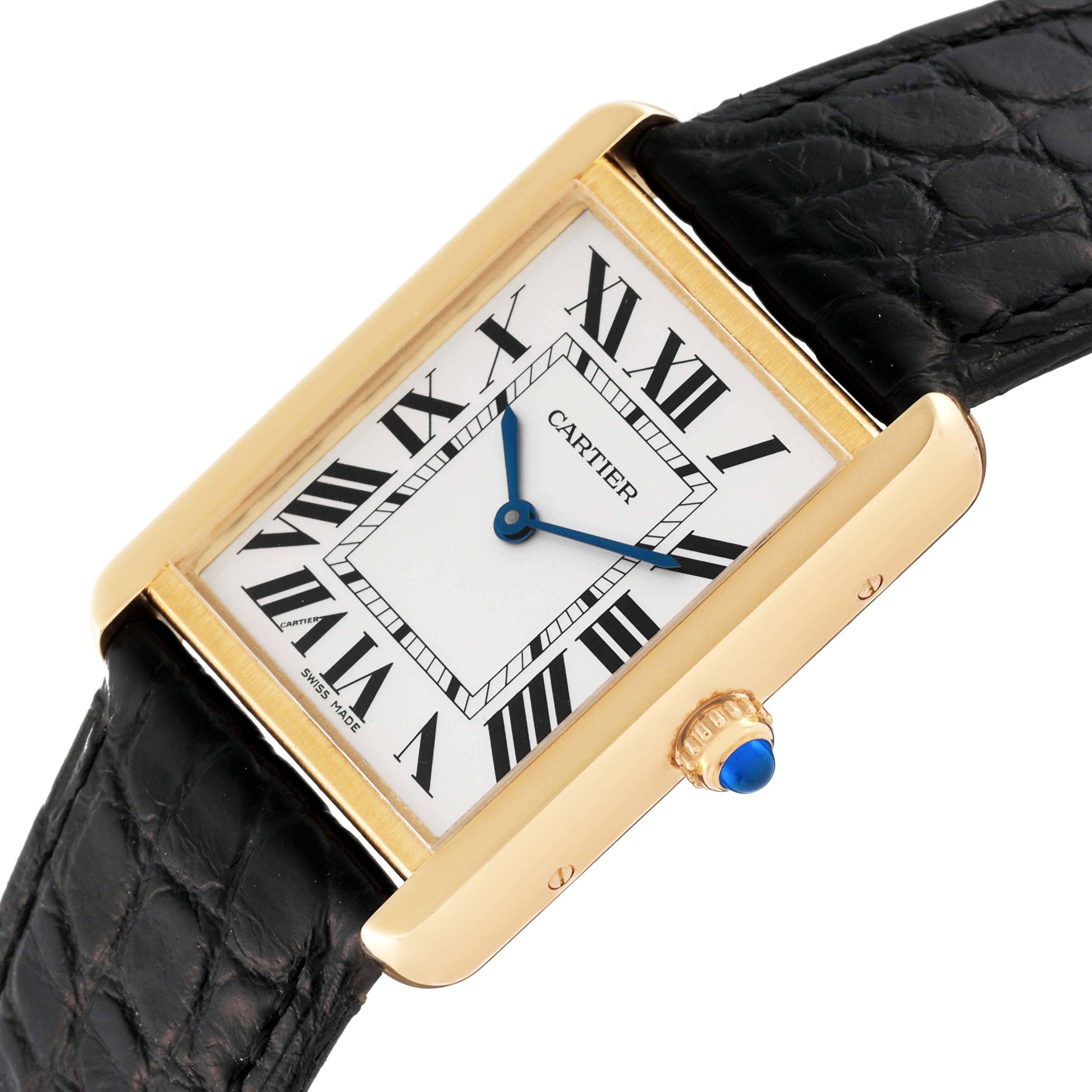 Cartier Tank Solo Large Yellow Gold Steel Mens Watch W5200004 Card For Sale 2