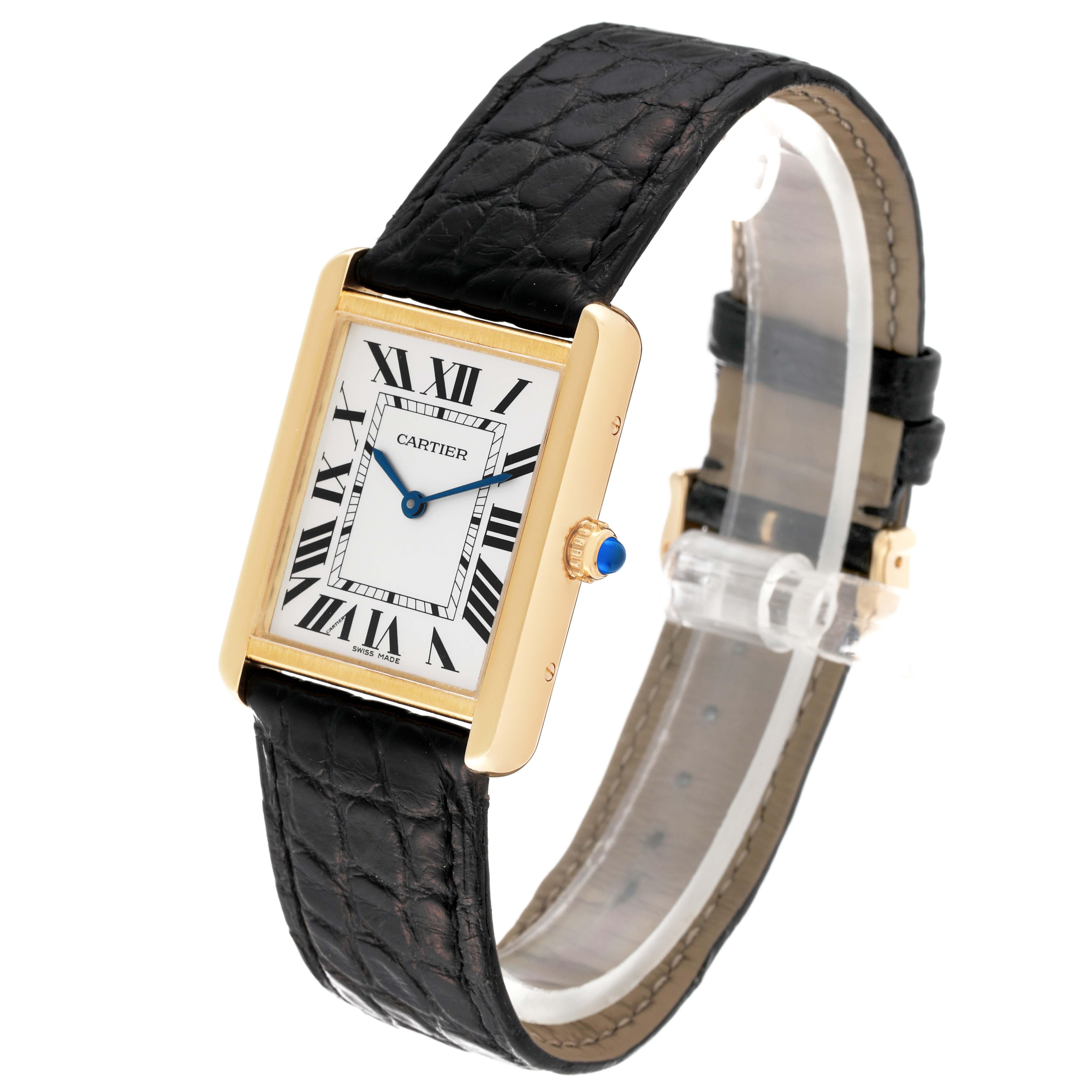 Cartier Tank Solo Large Yellow Gold Steel Mens Watch W5200004 Card For Sale 5