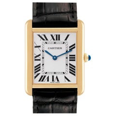 Cartier Tank Solo Large Yellow Gold Steel Mens Watch W5200004 Card