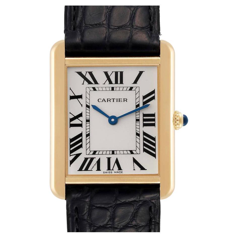 Cartier Tank Solo Large Yellow Gold Steel Mens Watch W5200004 Card