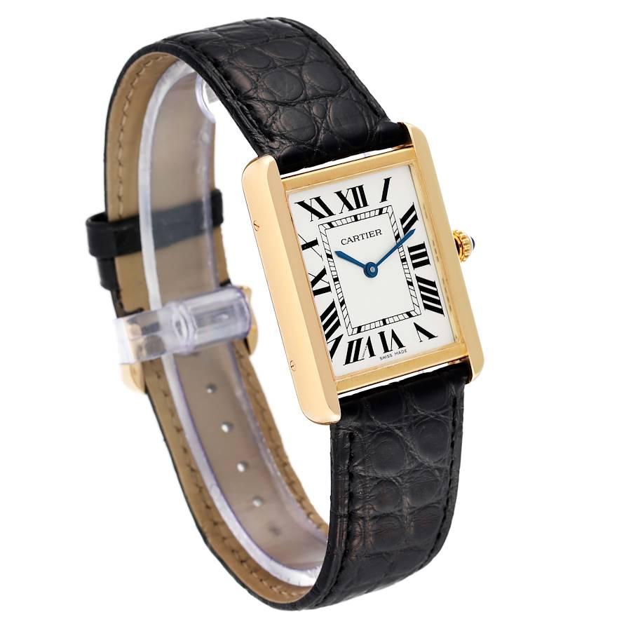 Cartier Tank Solo Large Yellow Gold Steel Mens Watch W5200004 In Excellent Condition In Atlanta, GA