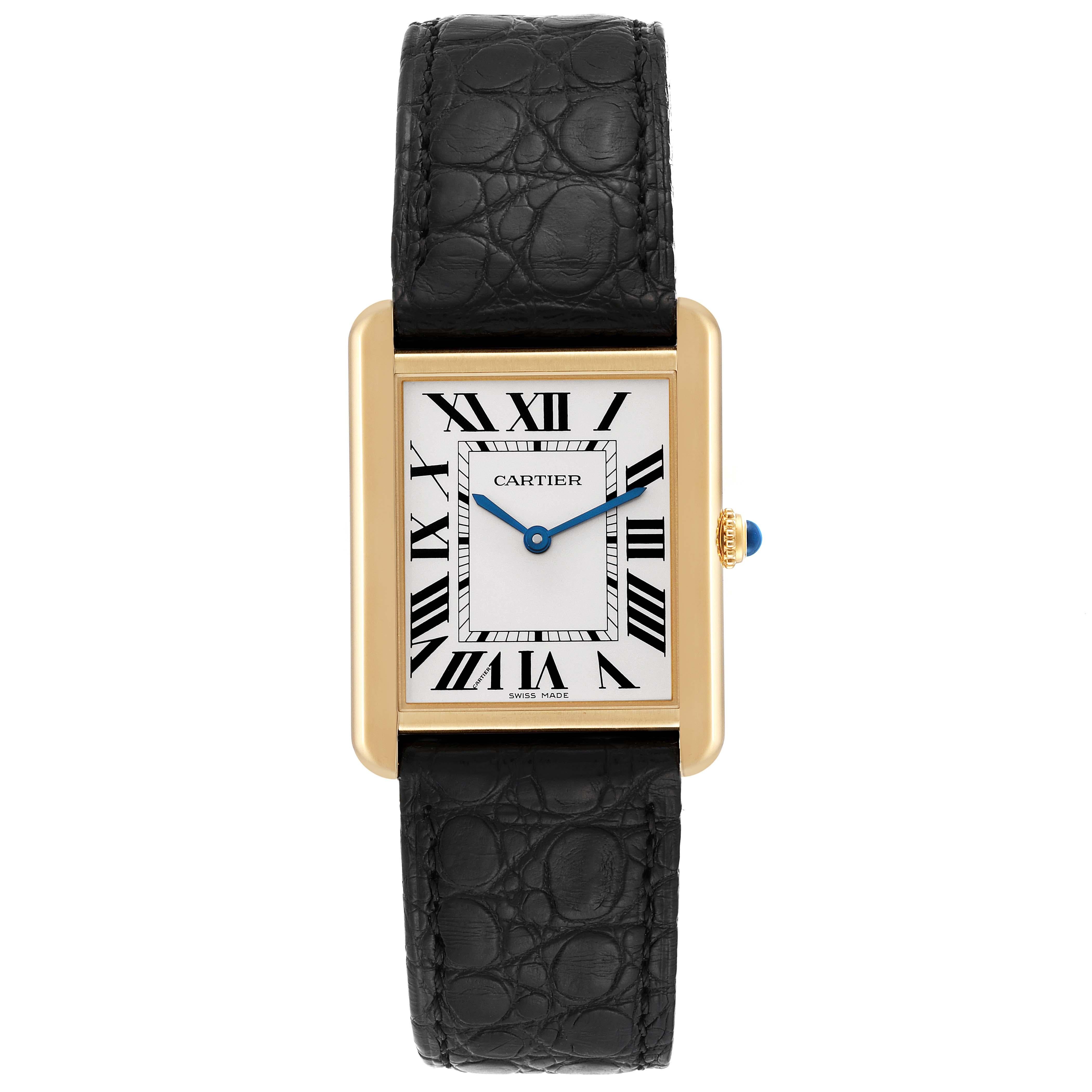 Men's Cartier Tank Solo Large Yellow Gold Steel Mens Watch W5200004 For Sale