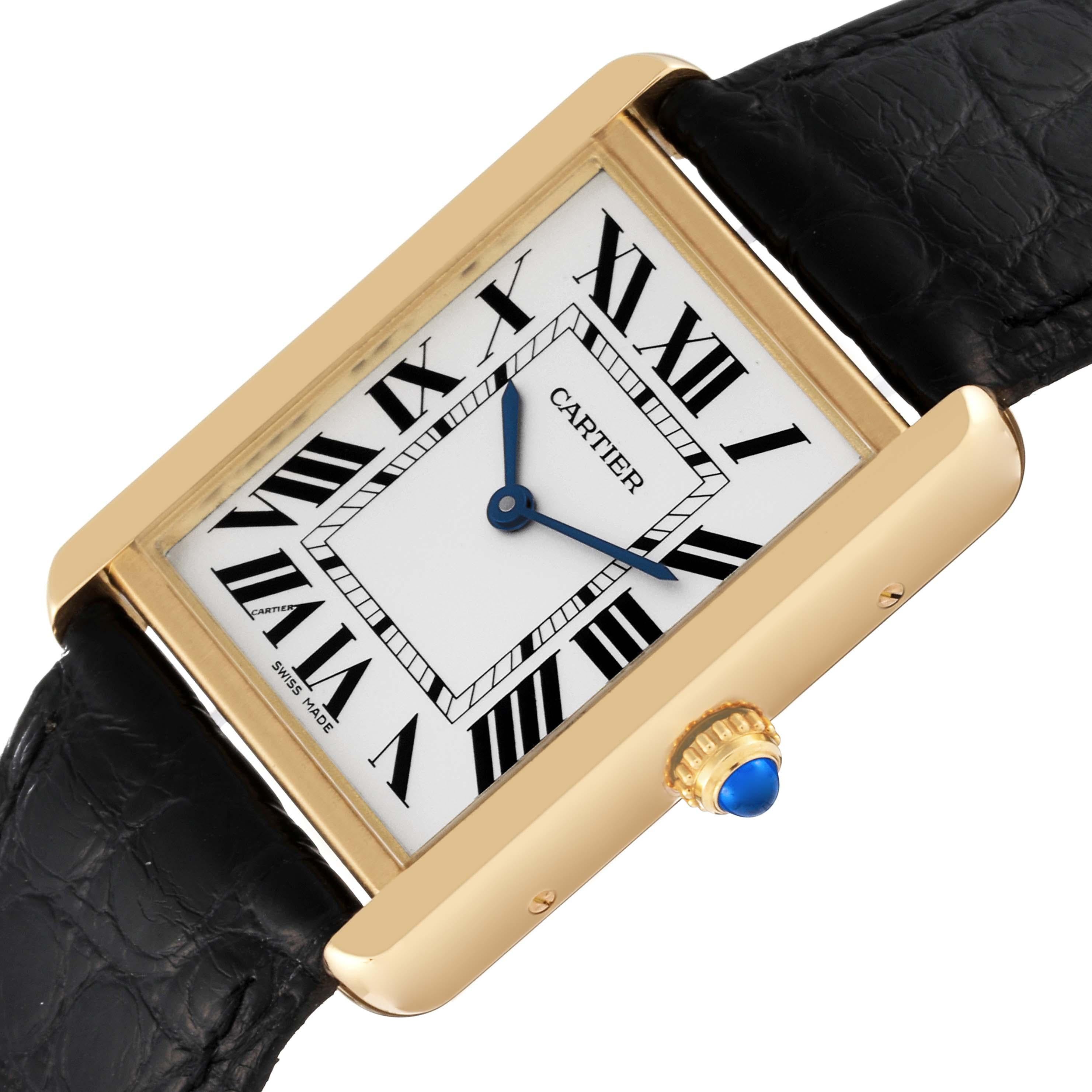 Cartier Tank Solo Large Yellow Gold Steel Mens Watch W5200004 In Excellent Condition In Atlanta, GA