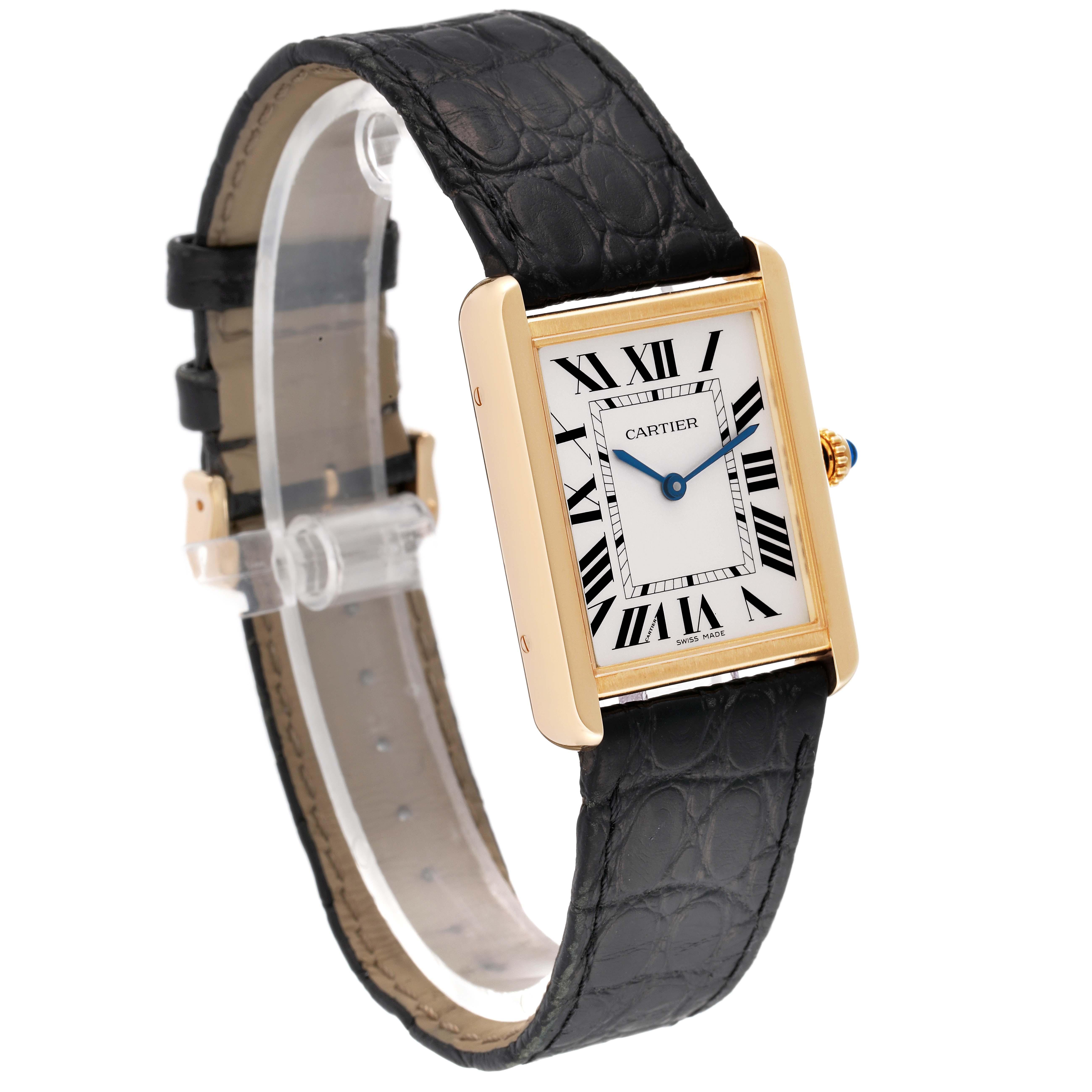 Cartier Tank Solo Large Yellow Gold Steel Mens Watch W5200004 Papers In Good Condition In Atlanta, GA