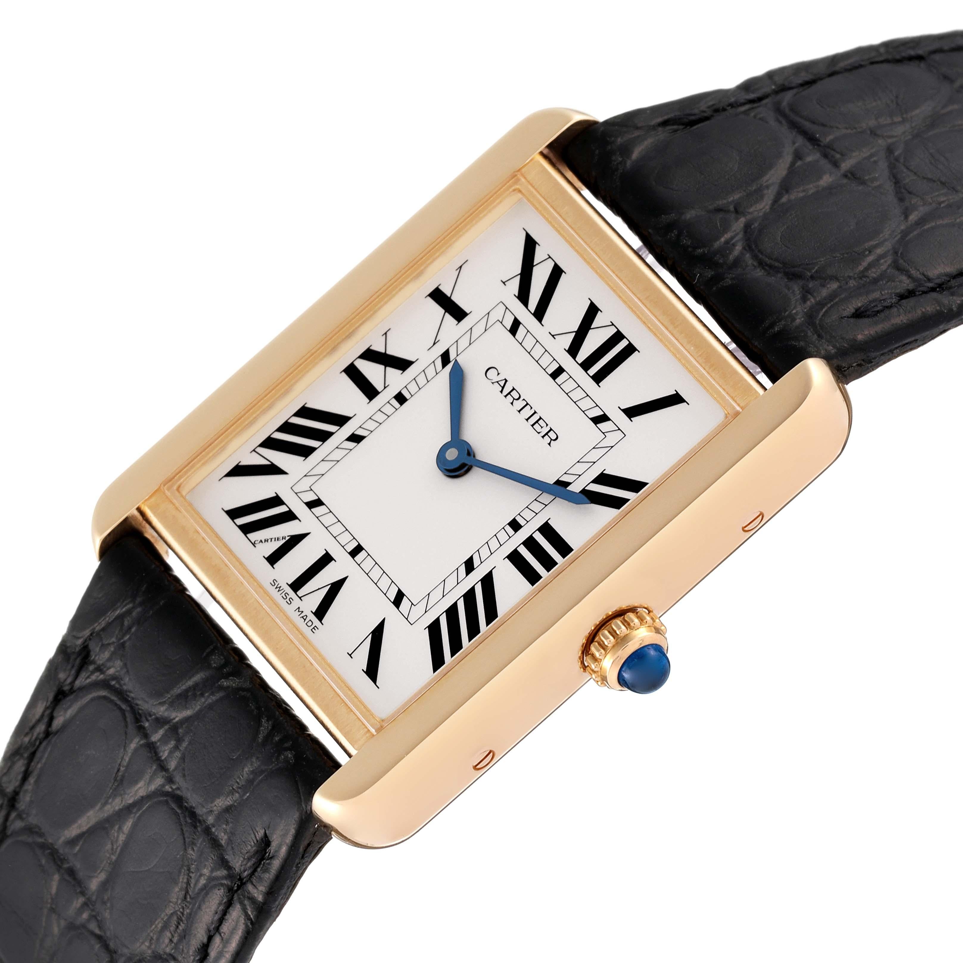 Cartier Tank Solo Large Yellow Gold Steel Mens Watch W5200004 Papers 1