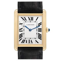 Cartier Tank Solo Large Yellow Gold Steel Mens Watch W5200004 Papers