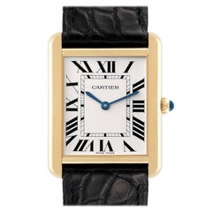 Cartier Tank Solo Large Yellow Gold Steel Mens Watch W5200004 Papers