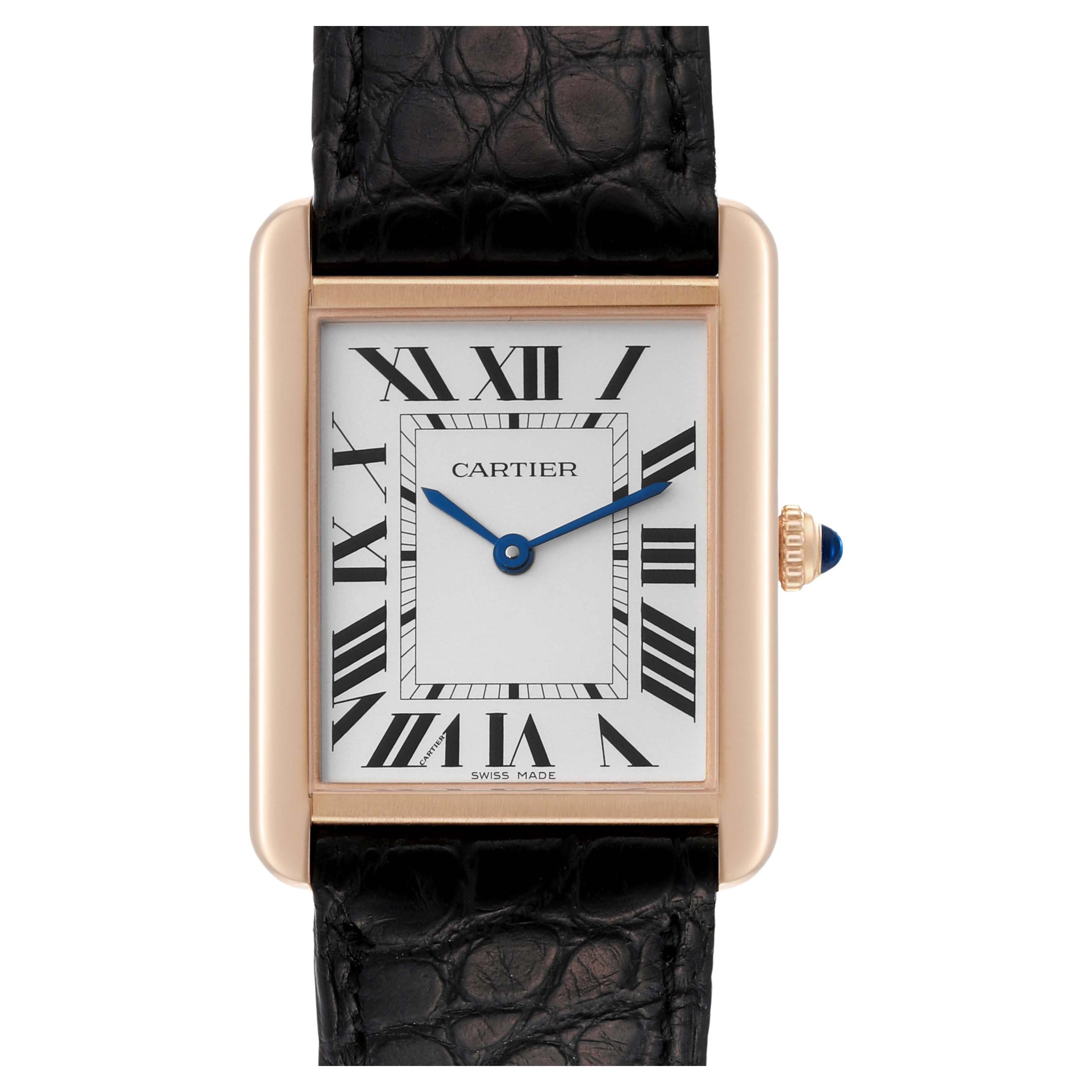 Cartier Tank Solo Große Gelbgold Stahl-Herrenuhr W5200004 Papiere im Angebot