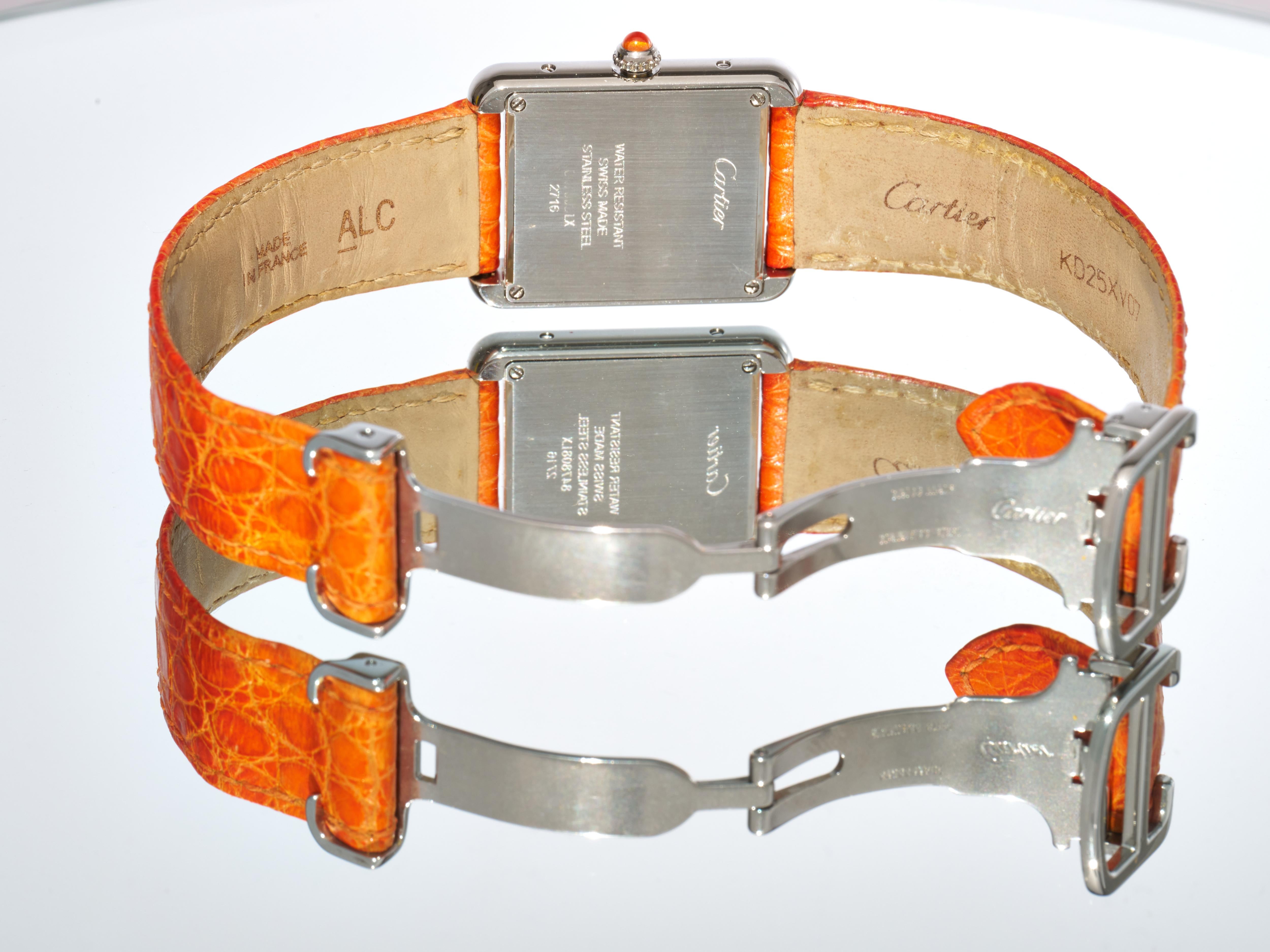 Cartier Tank Solo Limited Edition Orange 24mm Steel Quartz Watch 2716 For Sale 6