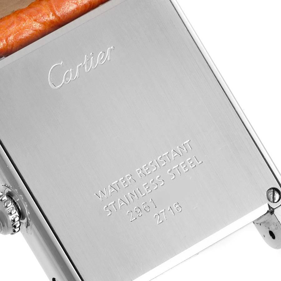 Cartier Tank Solo Orange Dial Limited Edition Ladies Watch W1019455 Papers In Excellent Condition For Sale In Atlanta, GA