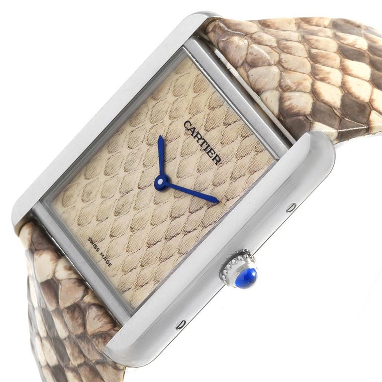 Cartier Tank Solo Python Steel Ladies Watch W5200020 Box Papers at 1stDibs