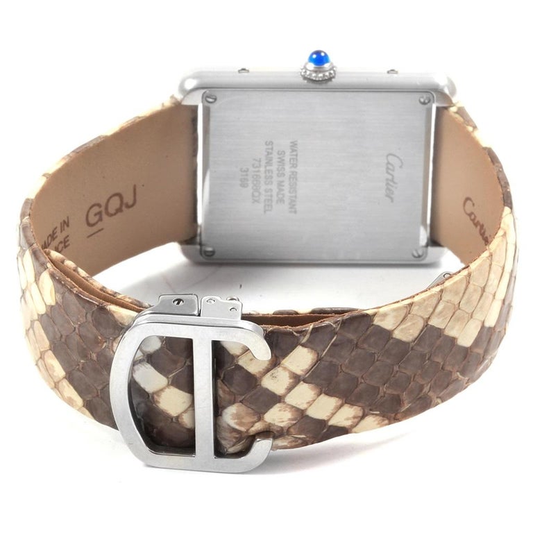 Cartier Tank Solo Python Steel Ladies Watch W5200020 Box Papers at 1stDibs