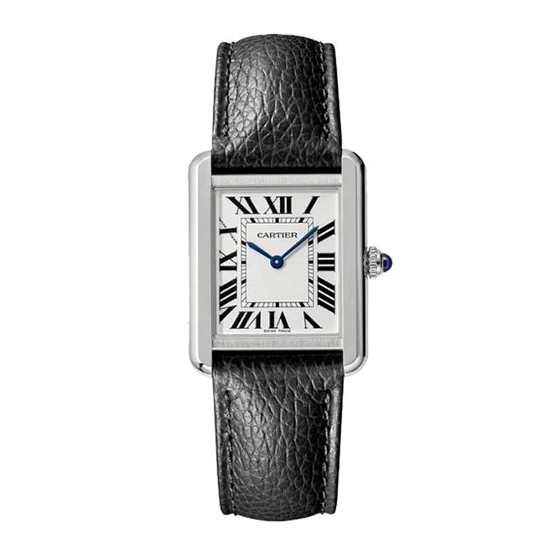 Cartier Tank Solo Quartz Movement Steel and Leather Watch WSTA0030