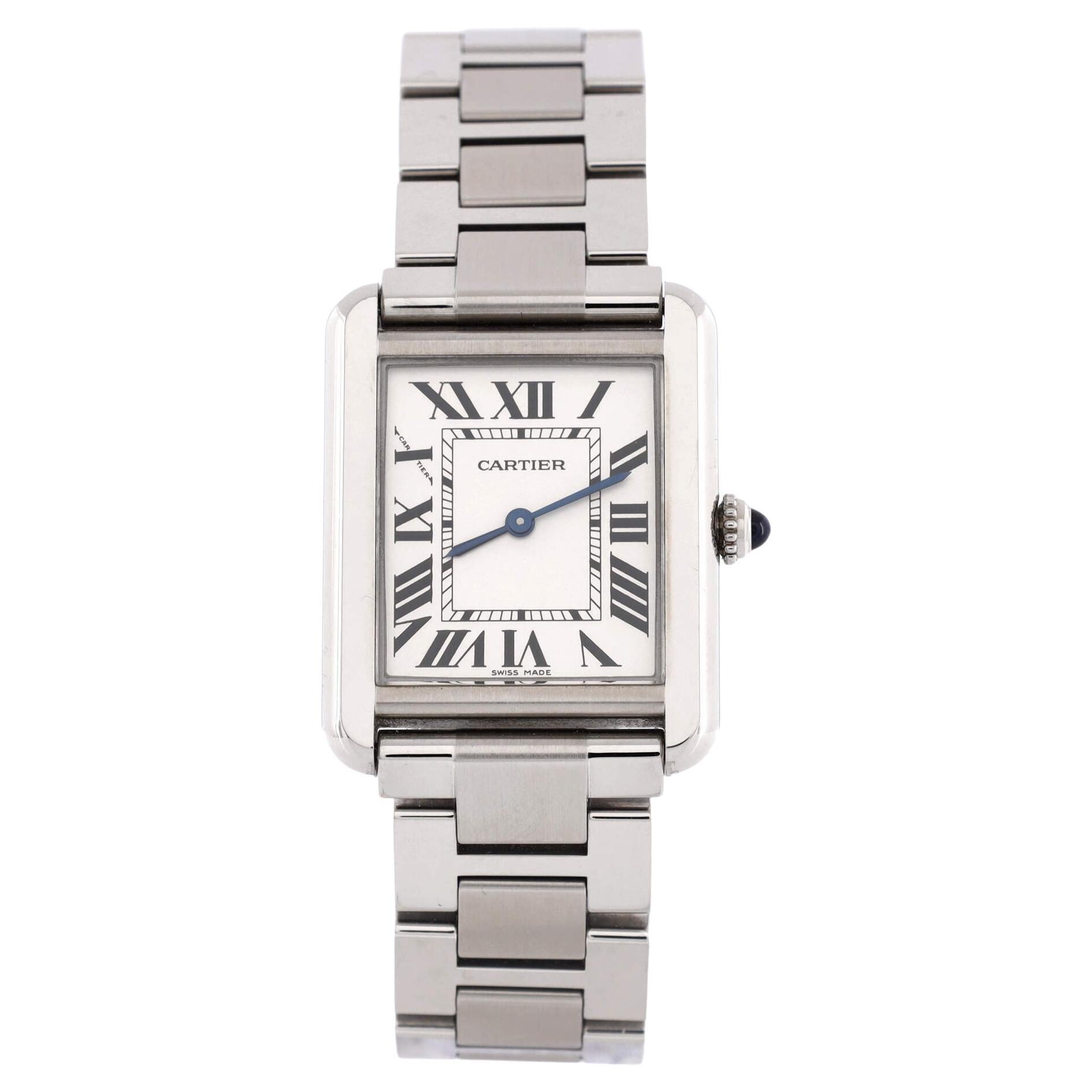 Cartier Tank Solo Quartz Watch Stainless Steel 24 For Sale
