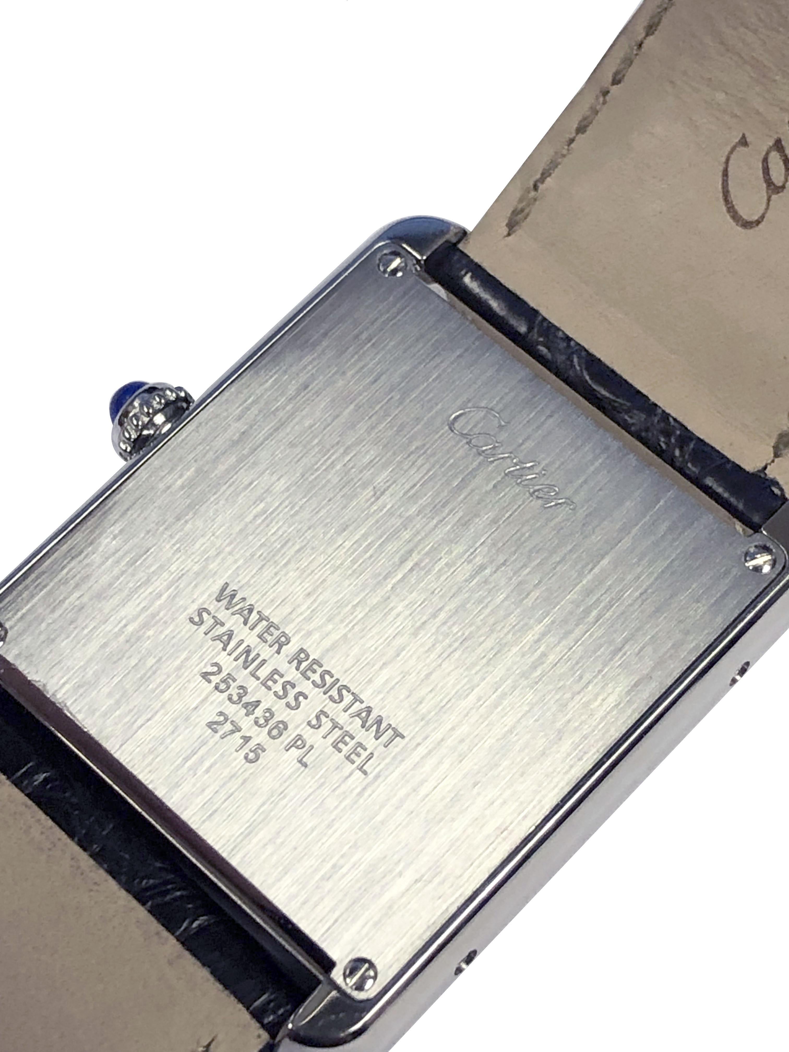 Cartier: Große Stahlgehäuse-Quarz-Armbanduhr Tank Solo Ref 2715, Tank Solo für Damen oder Herren
