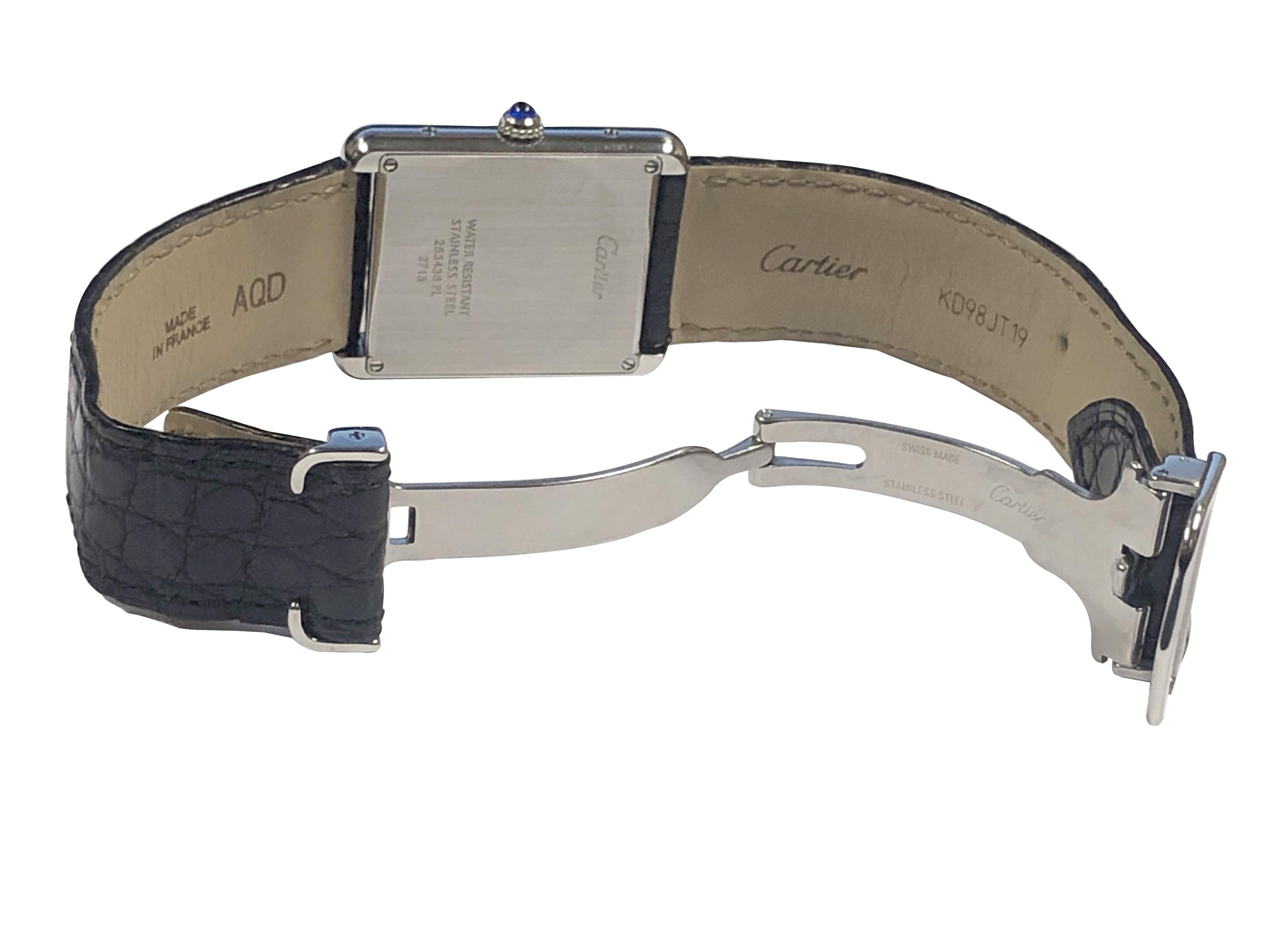 Cartier: Große Stahlgehäuse-Quarz-Armbanduhr Tank Solo Ref 2715, Tank Solo 1
