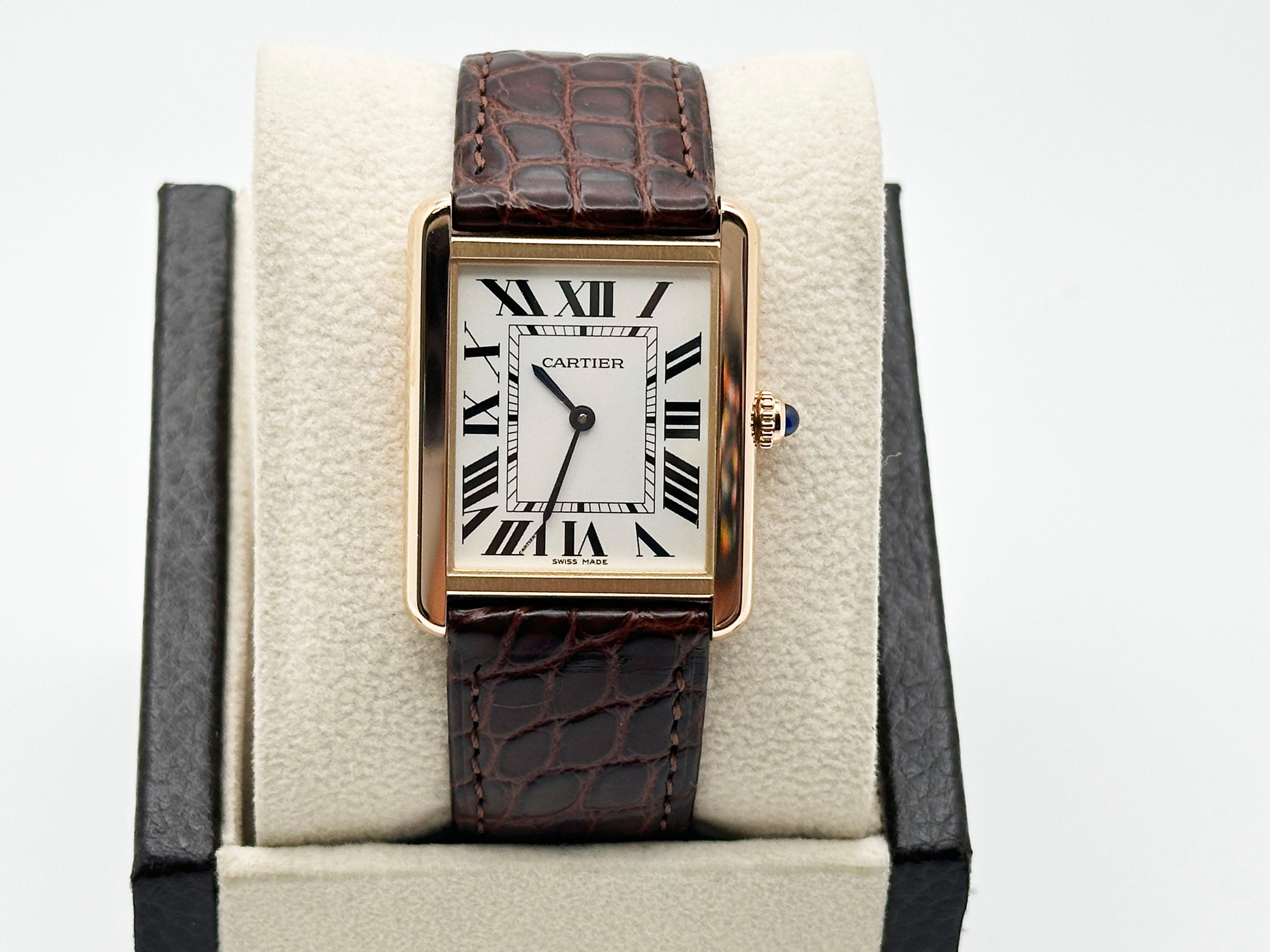 Cartier Tank Solo Ref. 3167 Oro rosa 18 carati Acciaio Cinturino in pelle Scatola