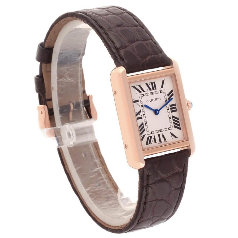 Cartier Tank Solo Rose Gold Steel Brown Dial Ladies Watch W5200024 At 1stdibs