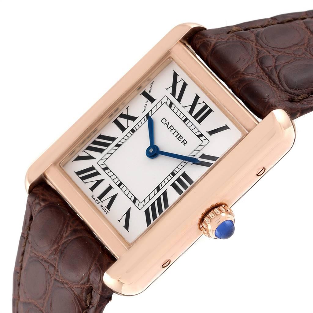 Cartier Tank Solo Rose Gold Steel Brown Dial Ladies Watch W5200024 For Sale  at 1stDibs