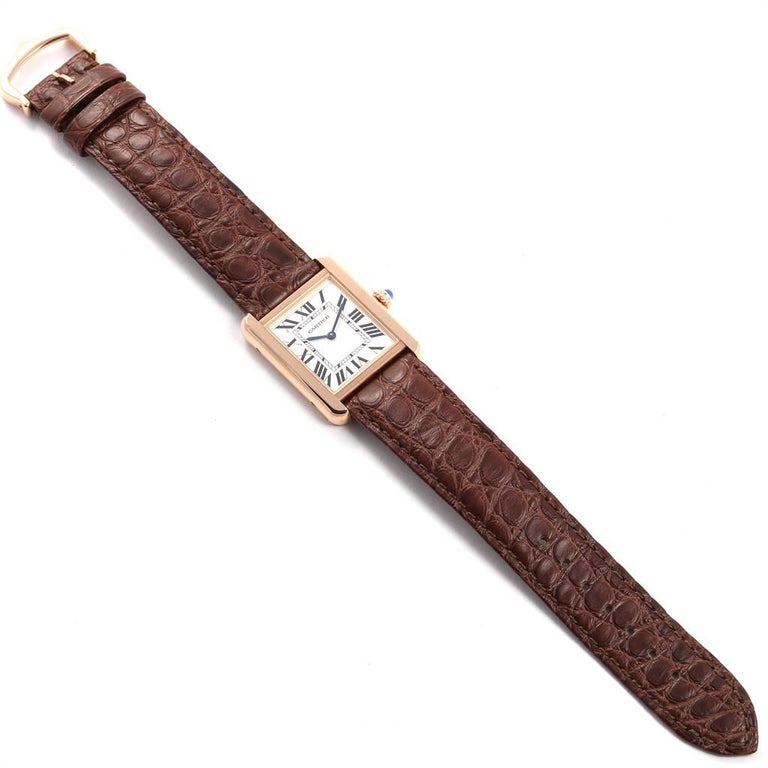 Cartier Tank Solo Rose Gold Steel Brown Dial Ladies Watch W5200024 For ...
