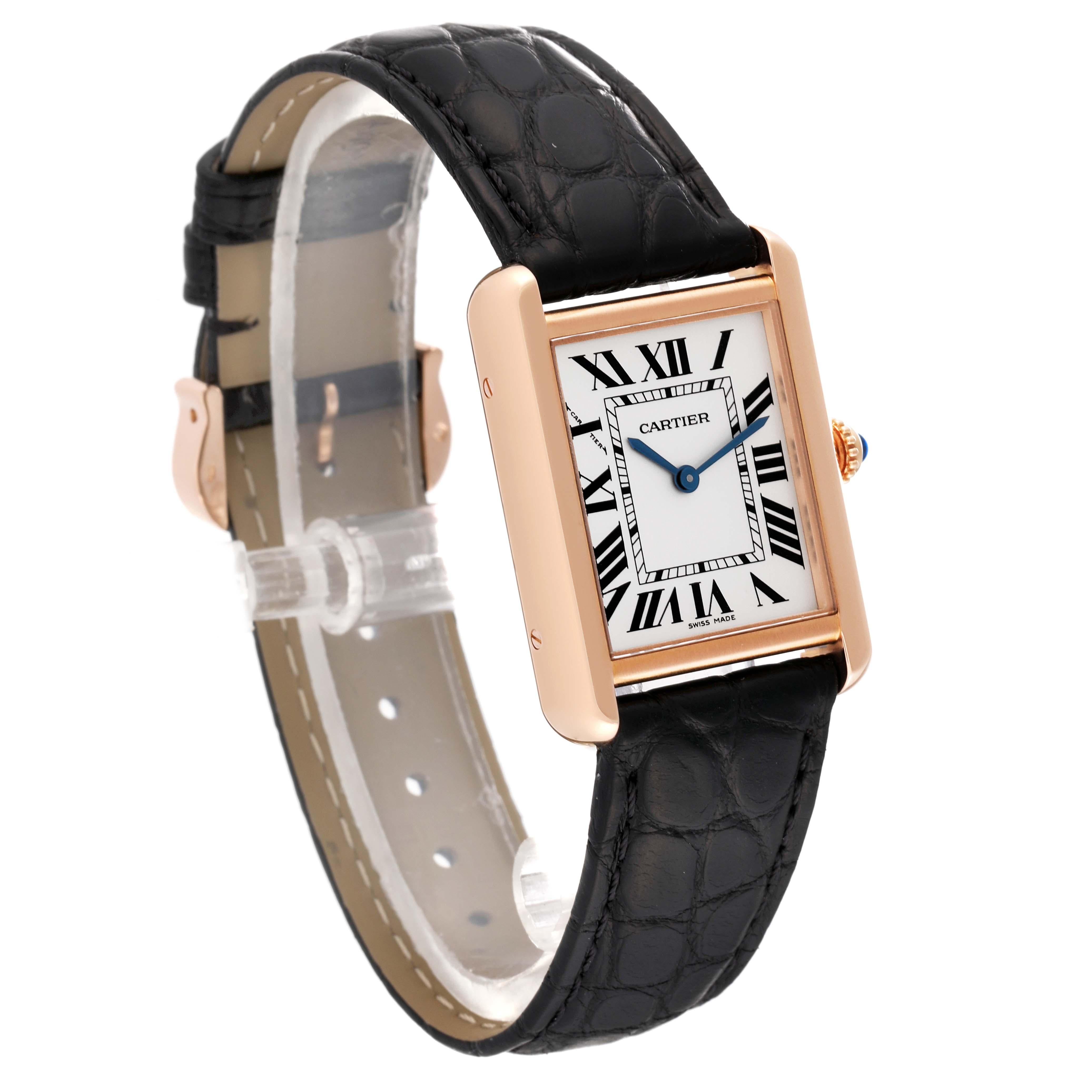 Cartier Tank Solo Silver Dial Rose Gold Steel Ladies Watch W5200024 Card For Sale 6
