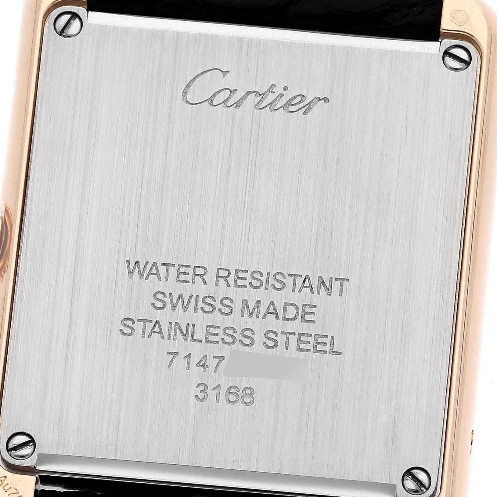 Cartier Tank Solo Silver Dial Rose Gold Steel Ladies Watch W5200024 Card In Excellent Condition For Sale In Atlanta, GA