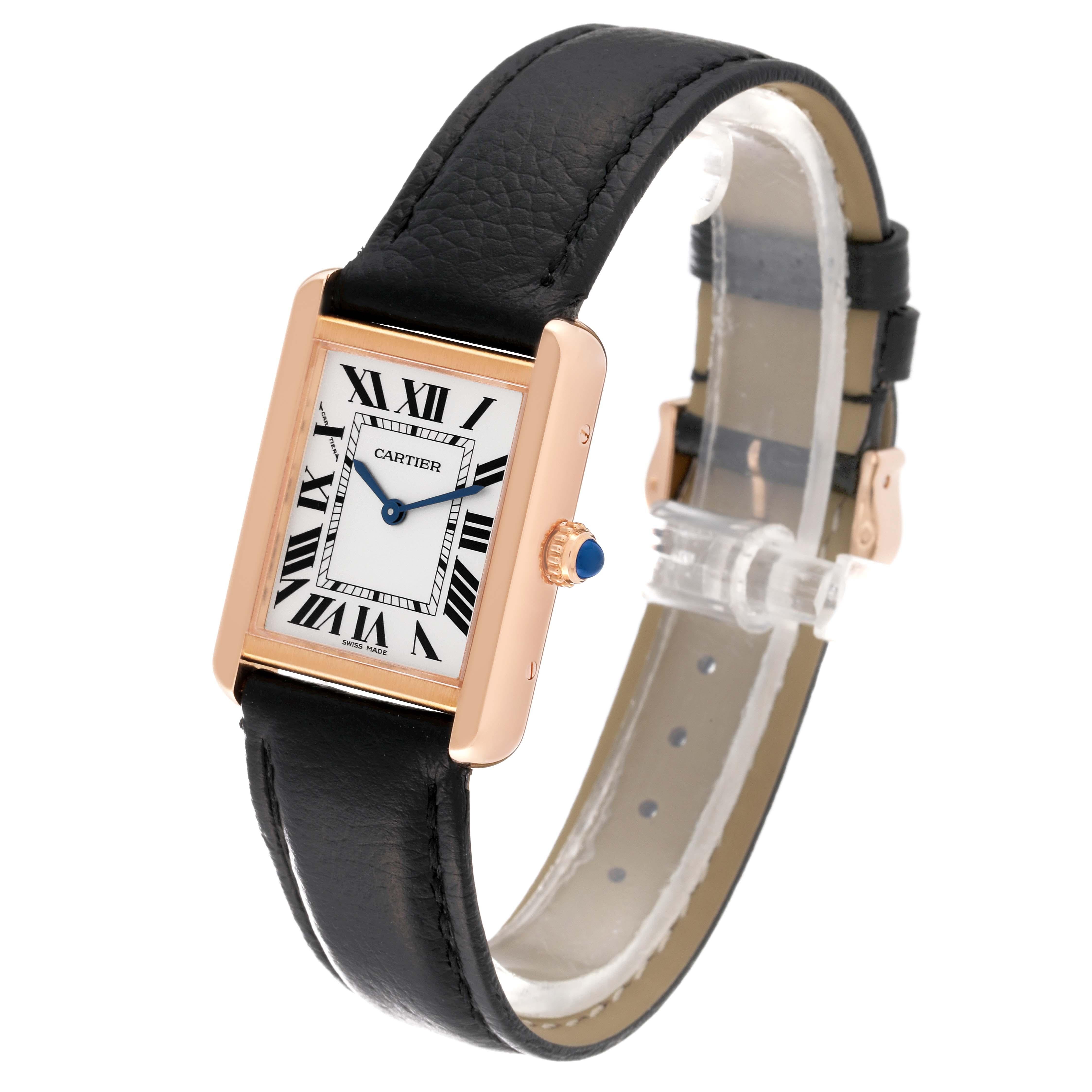Cartier Tank Solo Silver Dial Rose Gold Steel Ladies Watch W5200024 Card In Excellent Condition For Sale In Atlanta, GA