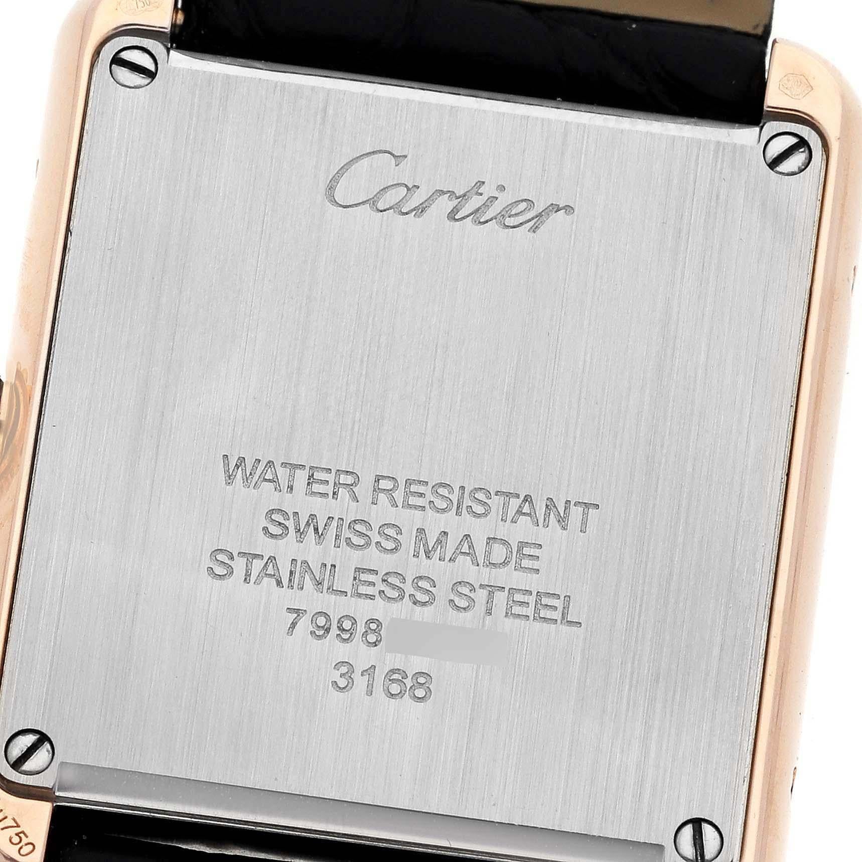 Women's Cartier Tank Solo Silver Dial Rose Gold Steel Ladies Watch W5200024 Card For Sale
