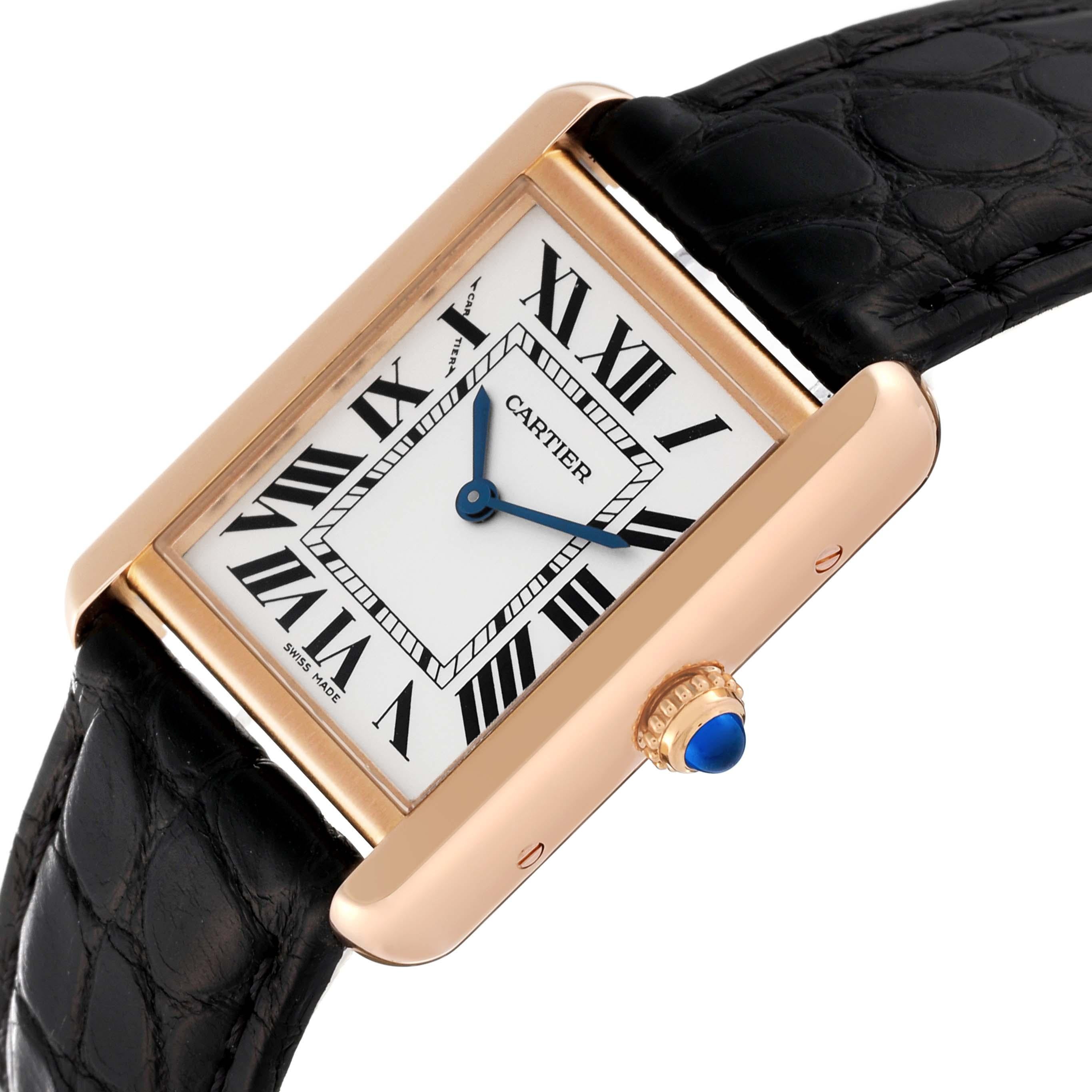 Cartier Tank Solo Silver Dial Rose Gold Steel Ladies Watch W5200024 Card For Sale 1