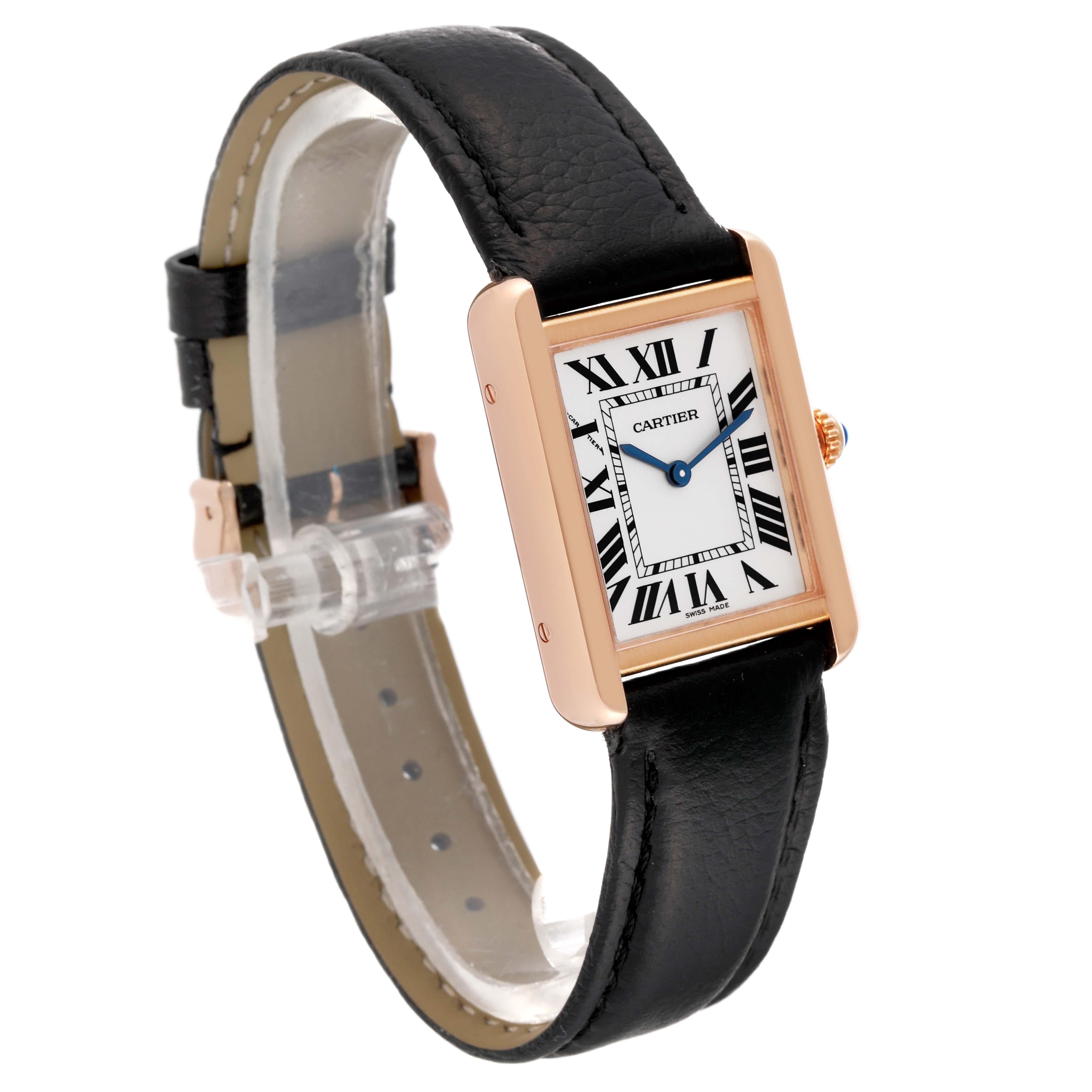 Cartier Tank Solo Silver Dial Rose Gold Steel Ladies Watch W5200024 Card For Sale 1
