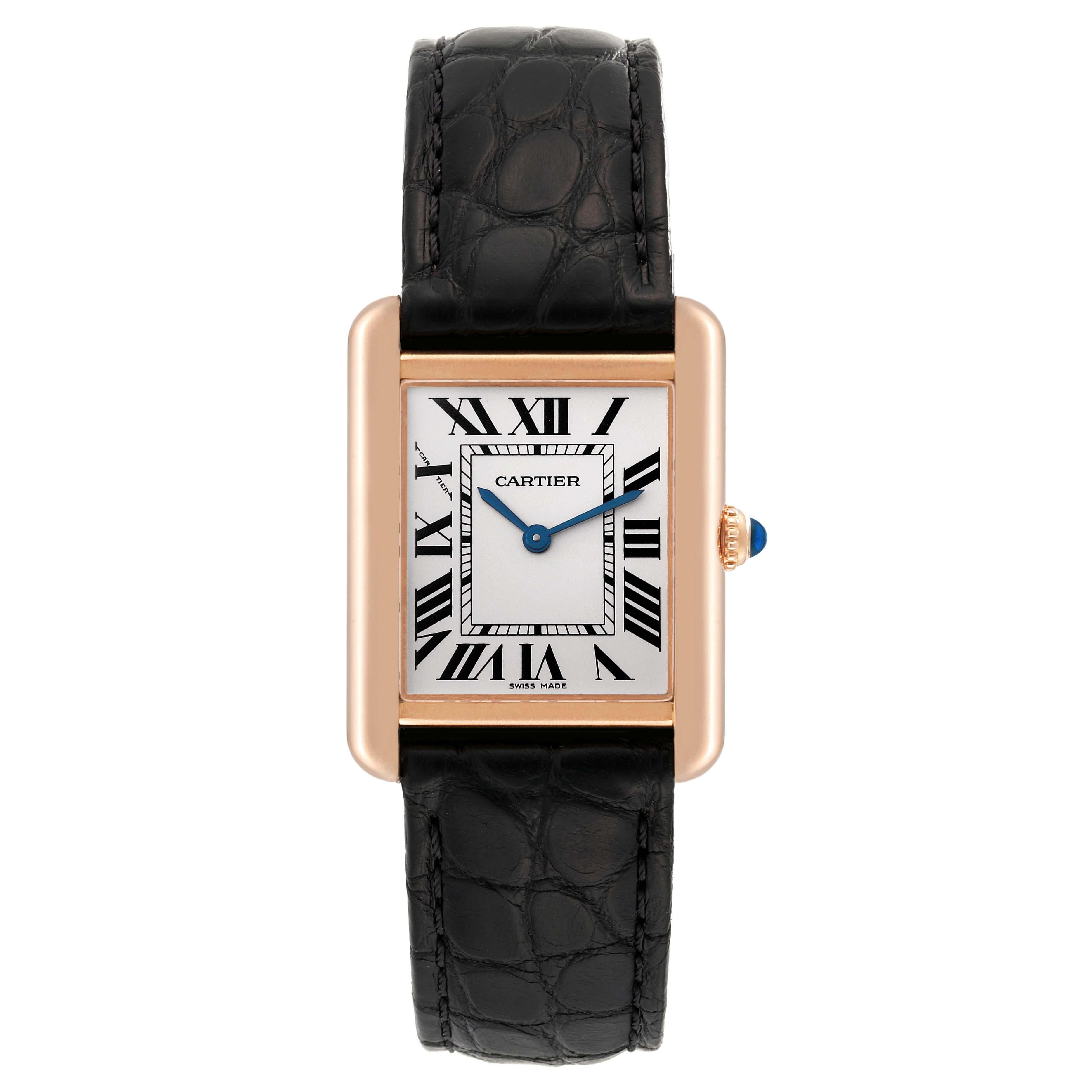 Cartier Tank Solo Silver Dial Rose Gold Steel Ladies Watch W5200024 Card For Sale 2