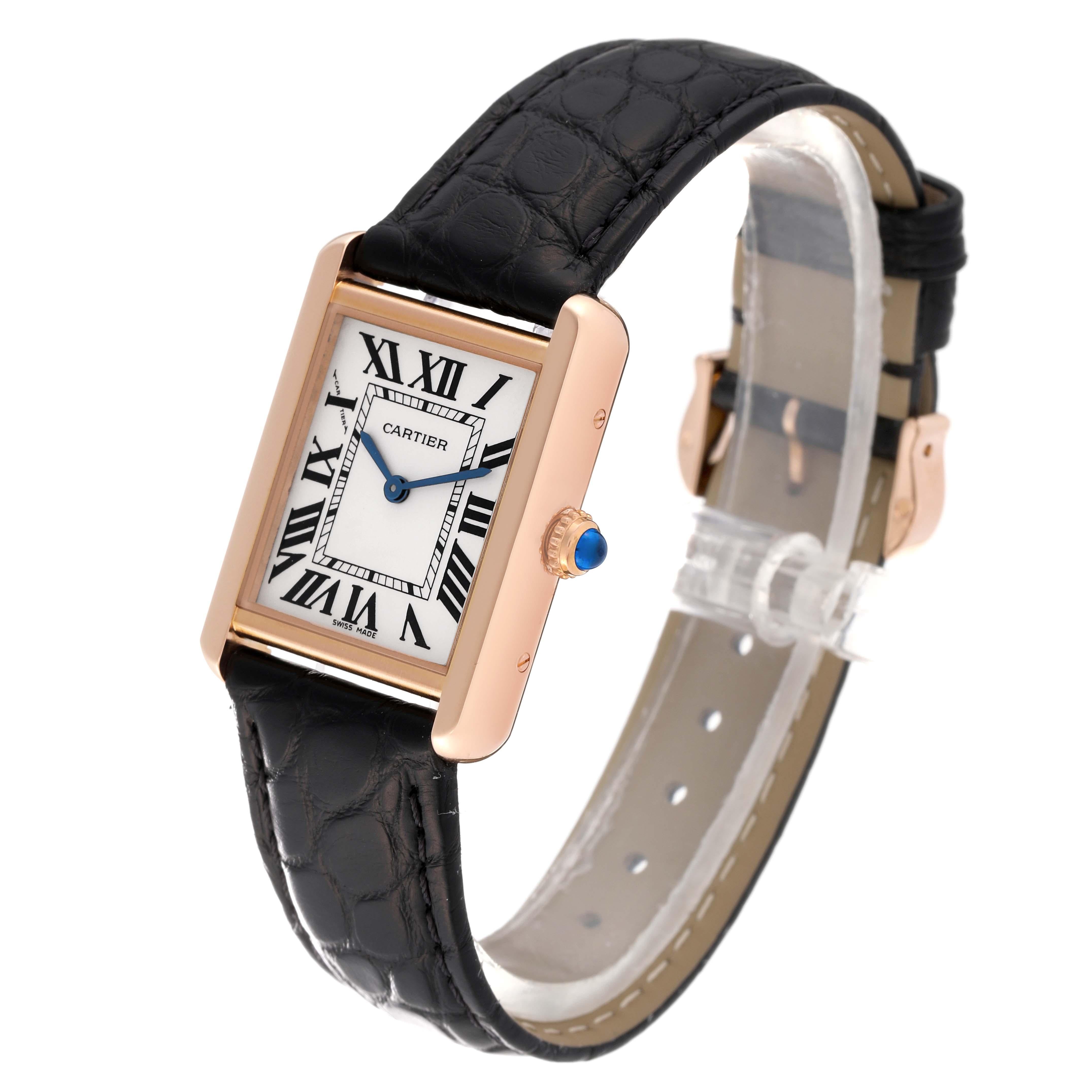 Cartier Tank Solo Silver Dial Rose Gold Steel Ladies Watch W5200024 Card For Sale 3
