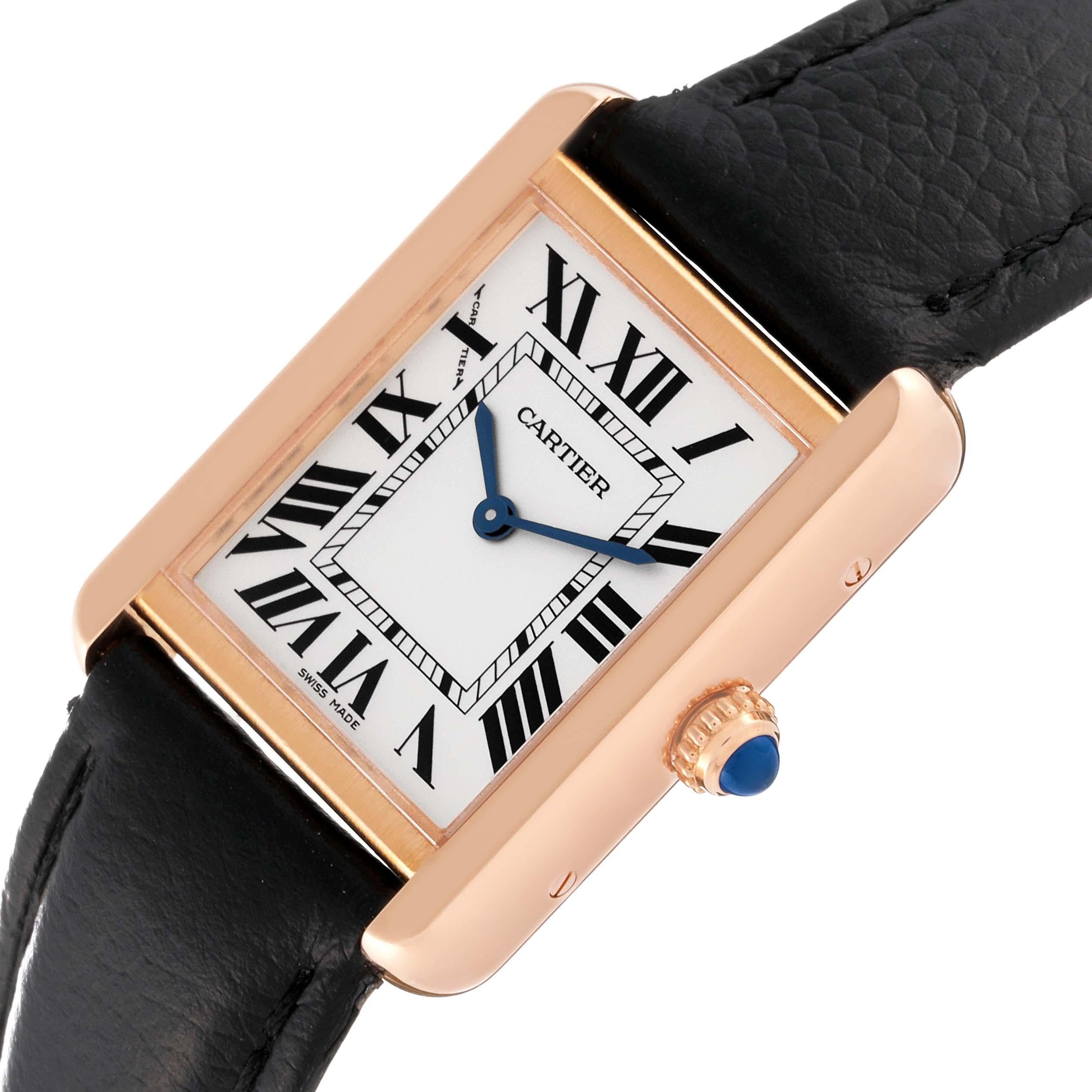 Cartier Tank Solo Silver Dial Rose Gold Steel Ladies Watch W5200024 Card For Sale 3